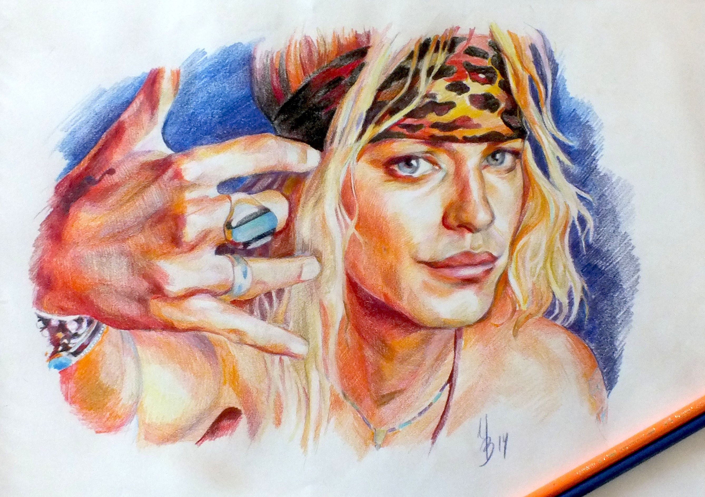 Bret Michaels from Poison, a colored pencil portrait HD Wallpaper