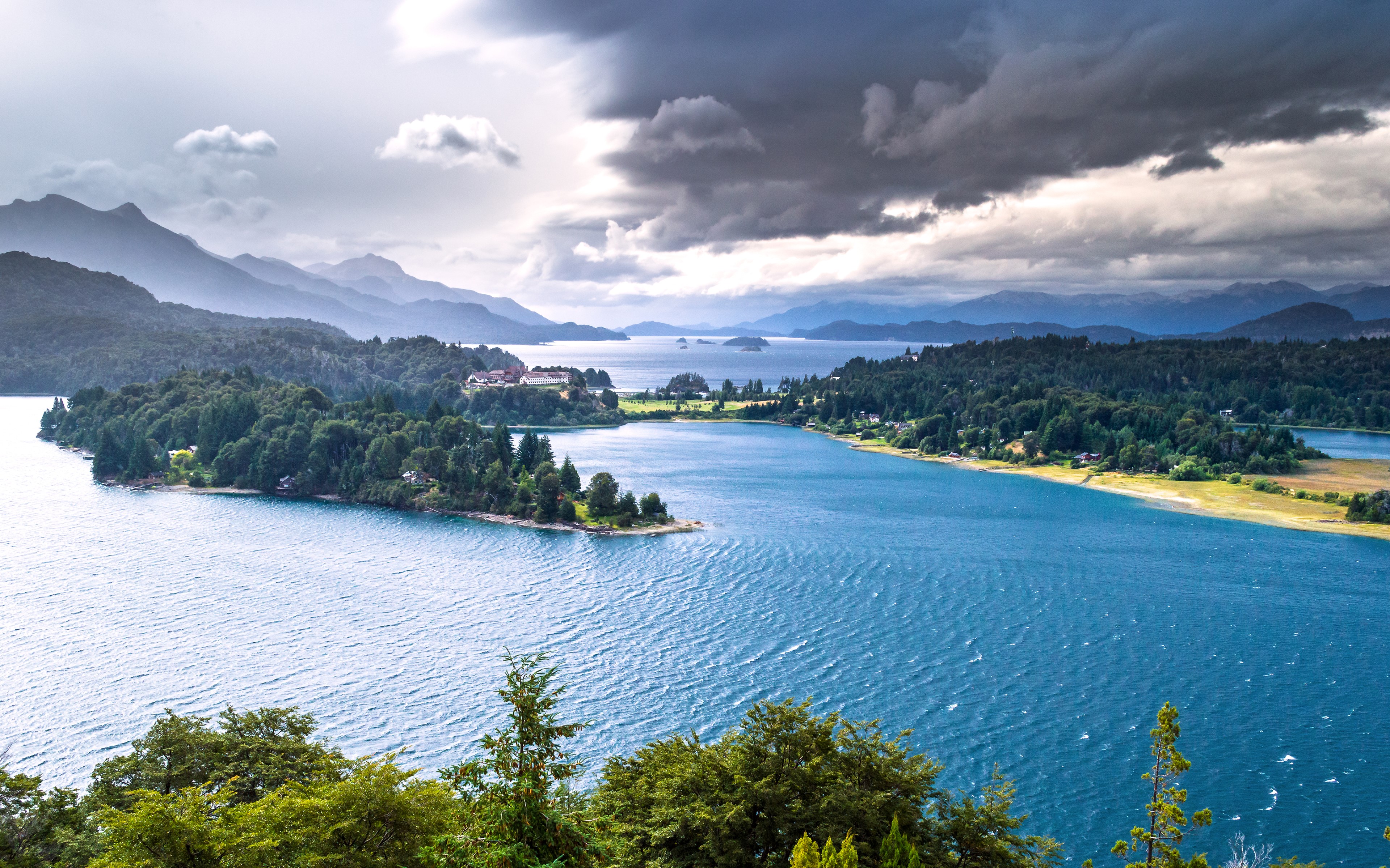 4K Bariloche Scenery Argentina Mountains Rivers Forests Clouds HD Wallpaper