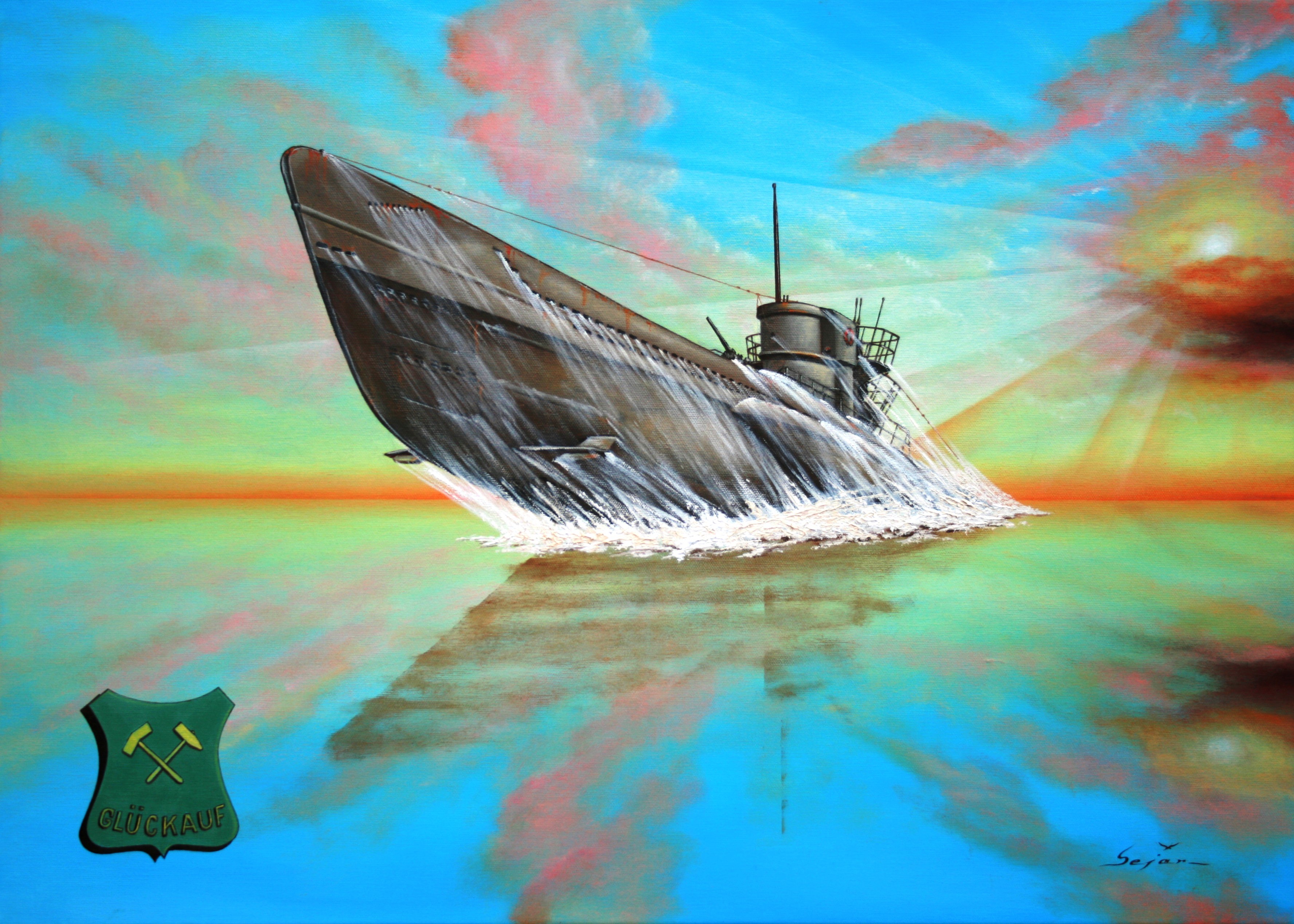 U-667 Submarine Painting HD Wallpaper