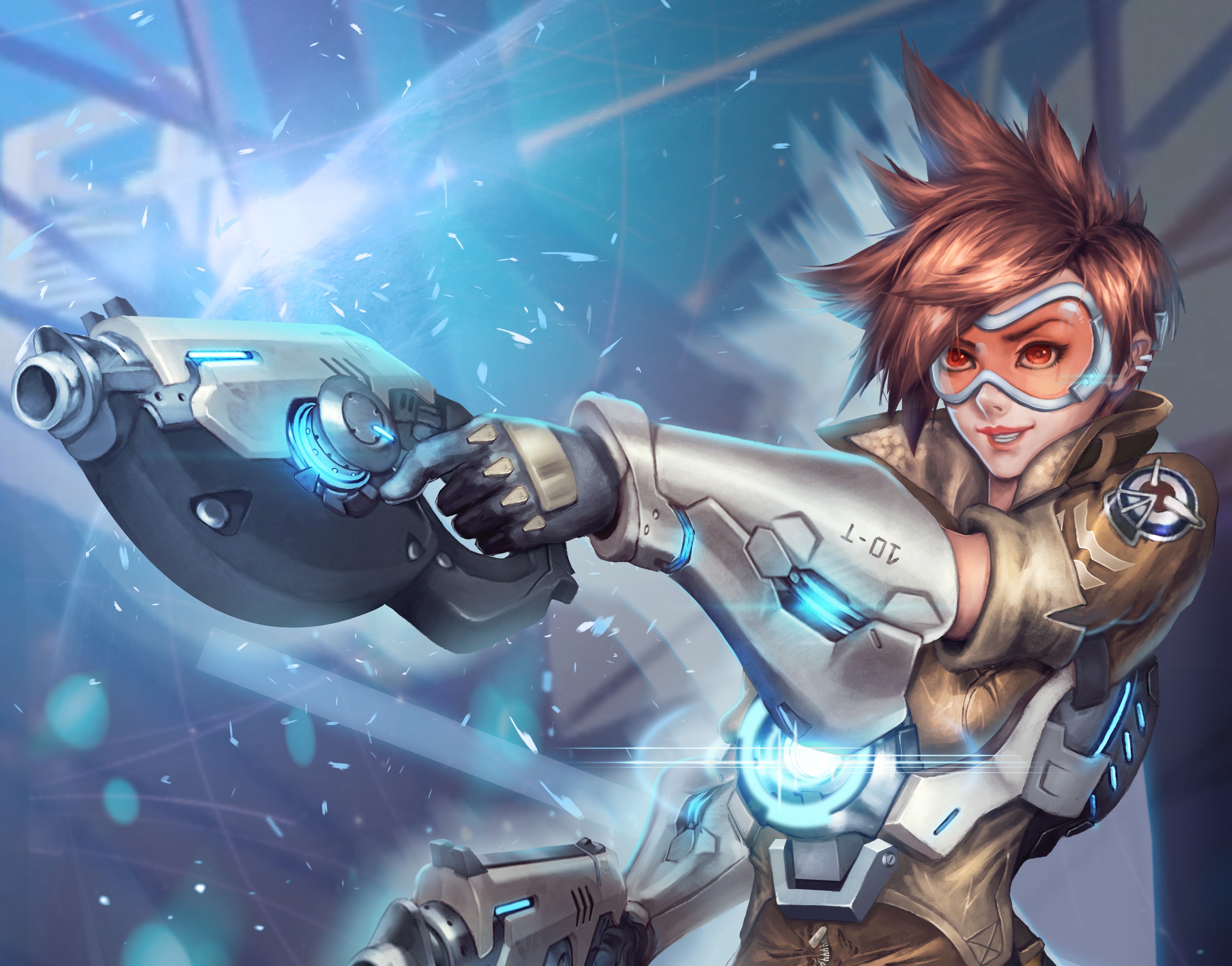 Tracer from Overwatch with Pistols HD Wallpaper