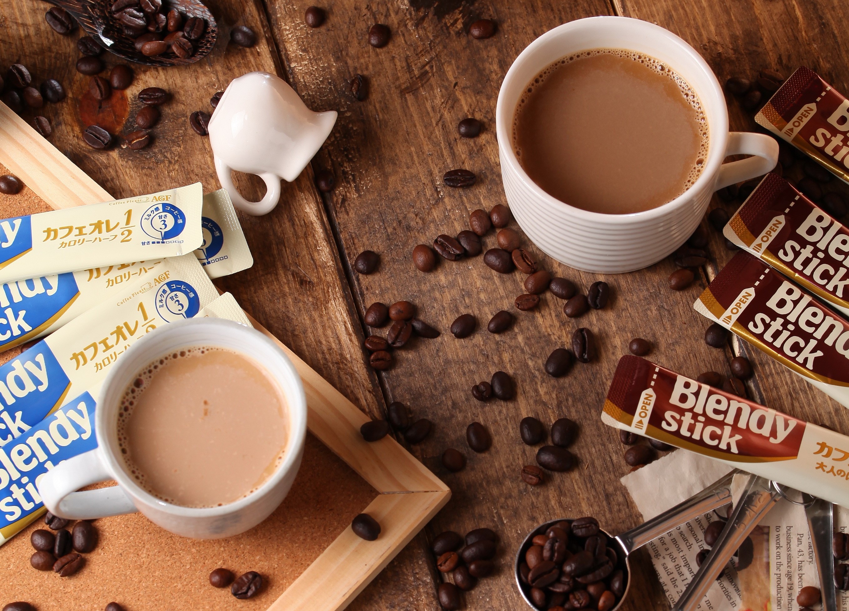 Blendy Stick Coffee with Coffee Beans HD Wallpaper
