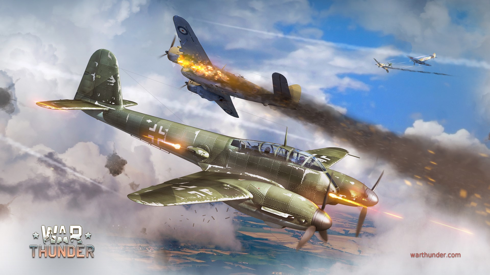 Messerschmitt Me.410 Hornisse and Bristol Beaufighter in combat HD Wallpaper