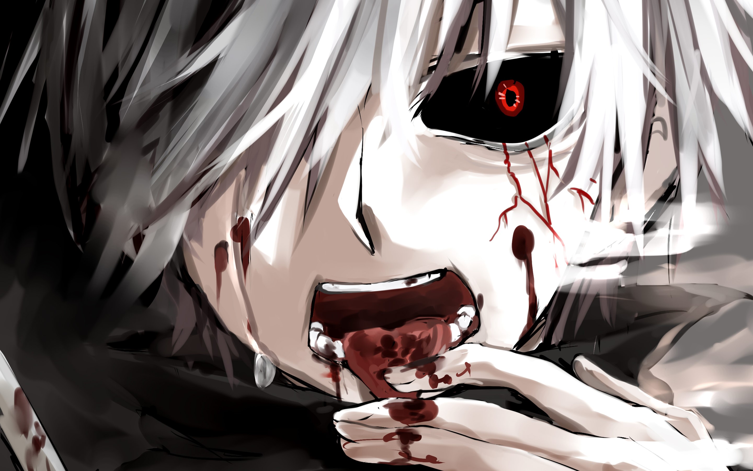 Kaneki Ken from Tokyo Ghoul covered in blood HD Wallpaper