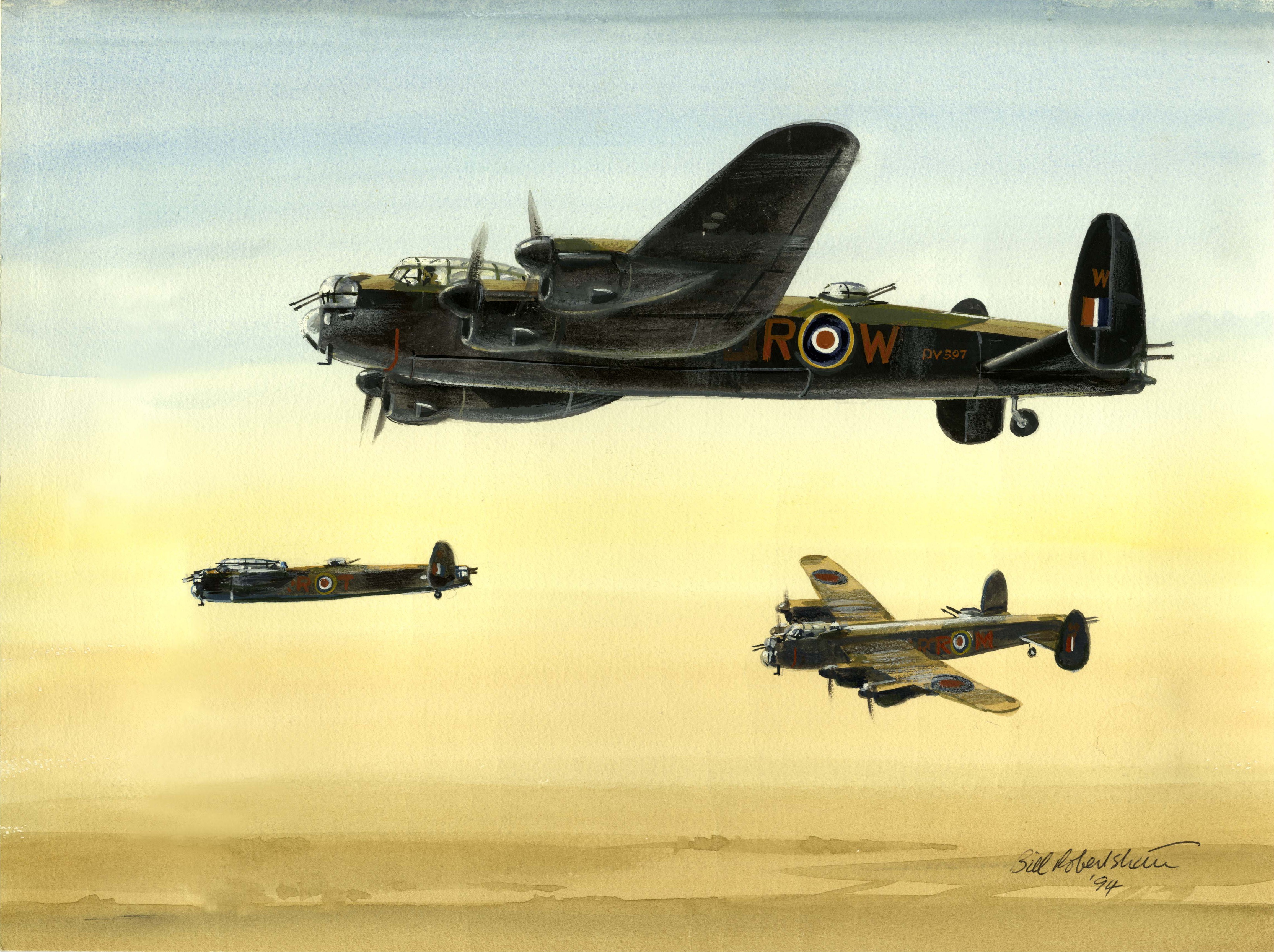 Avro Lancasters Flying Over Desert Landscape HD Wallpaper