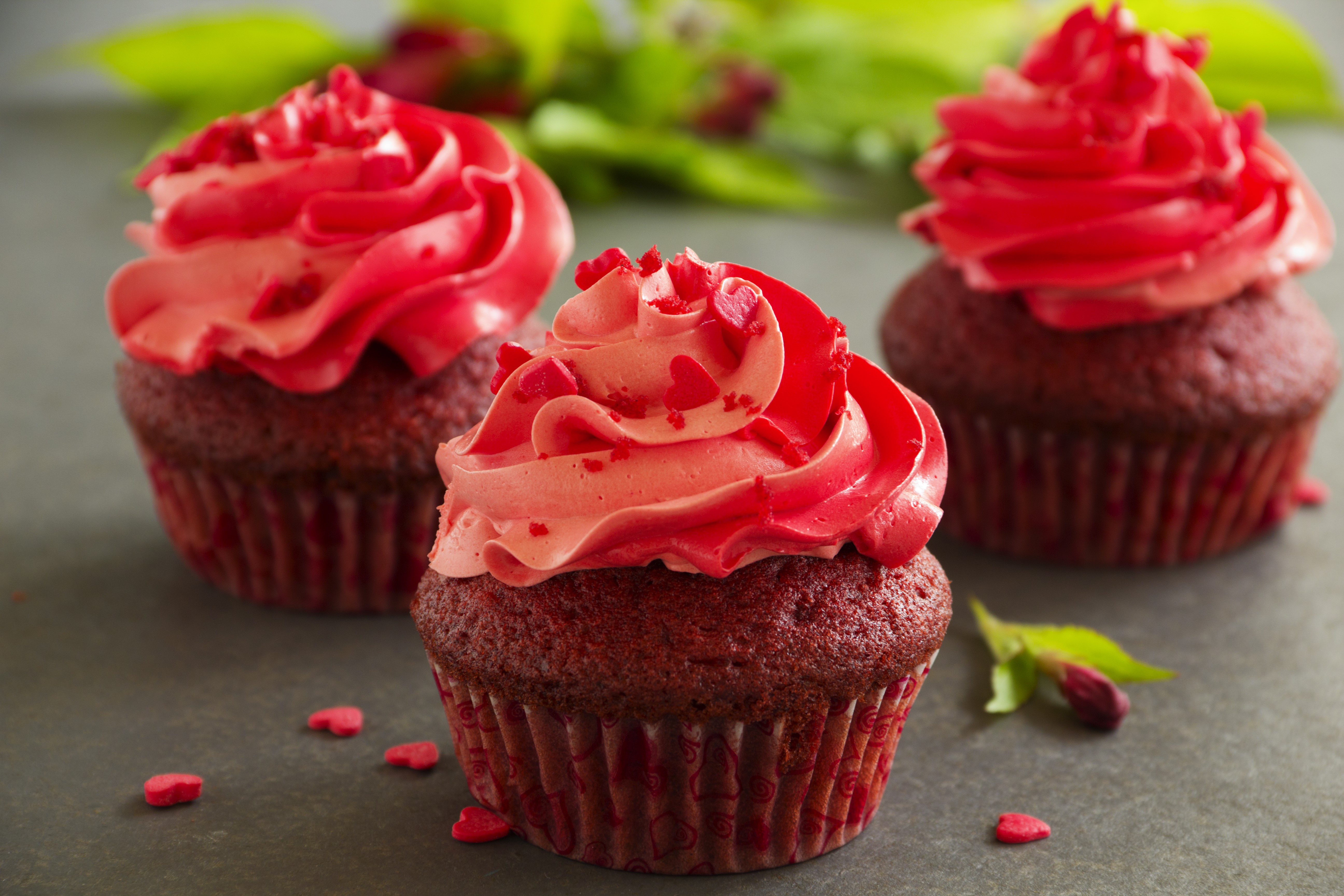 Red Velvet Cupcakes with Pink and Red Frosting HD Wallpaper