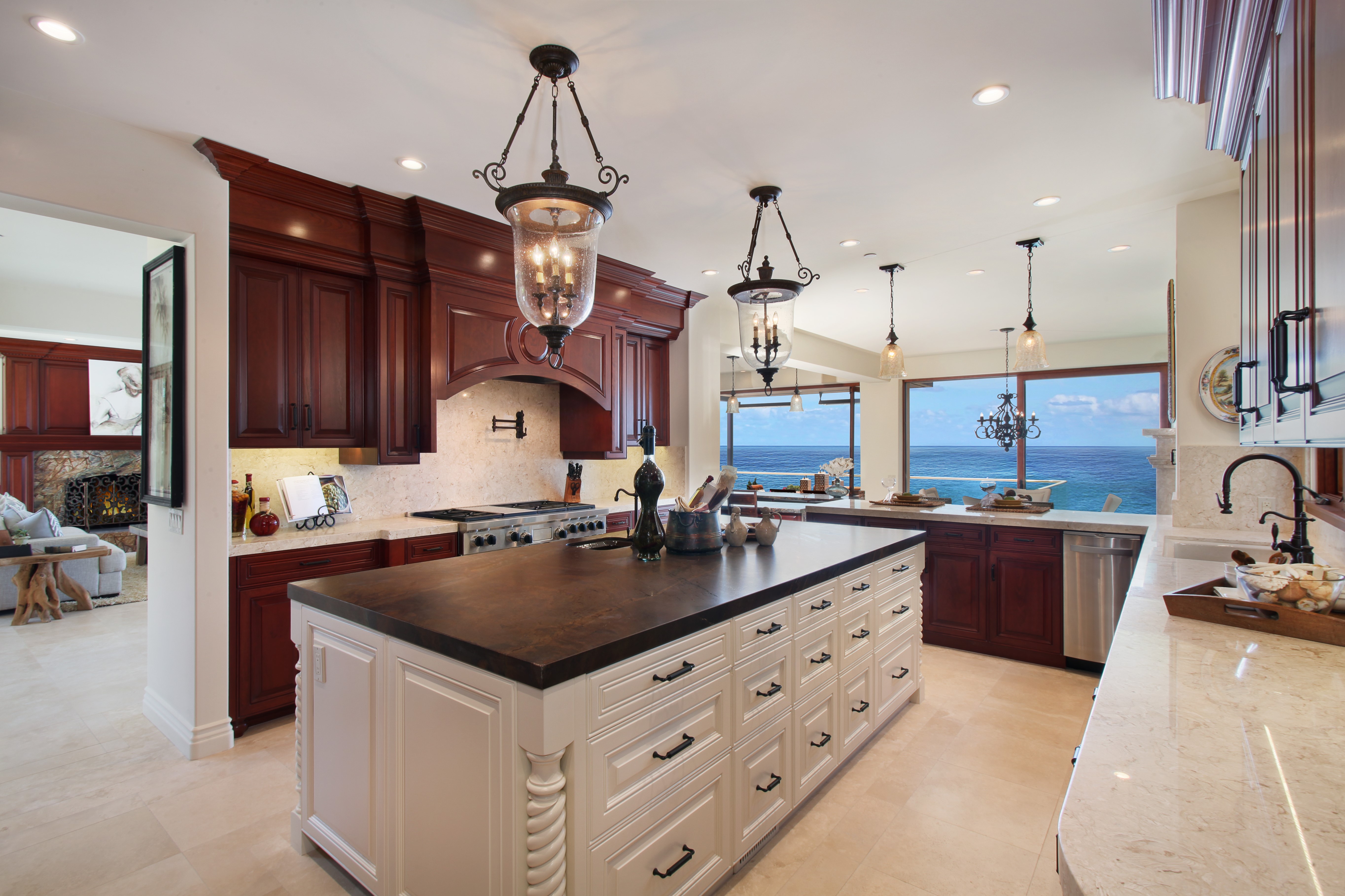 Luxury Kitchen with Ocean View HD Wallpaper