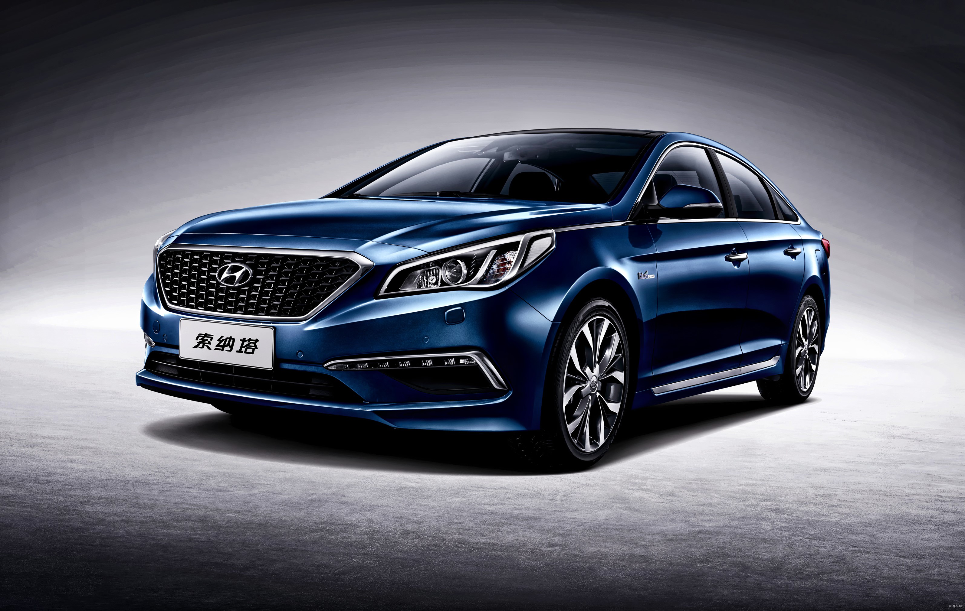 Blue Hyundai Sonata Hybrid CN-spec LF HD Wallpaper