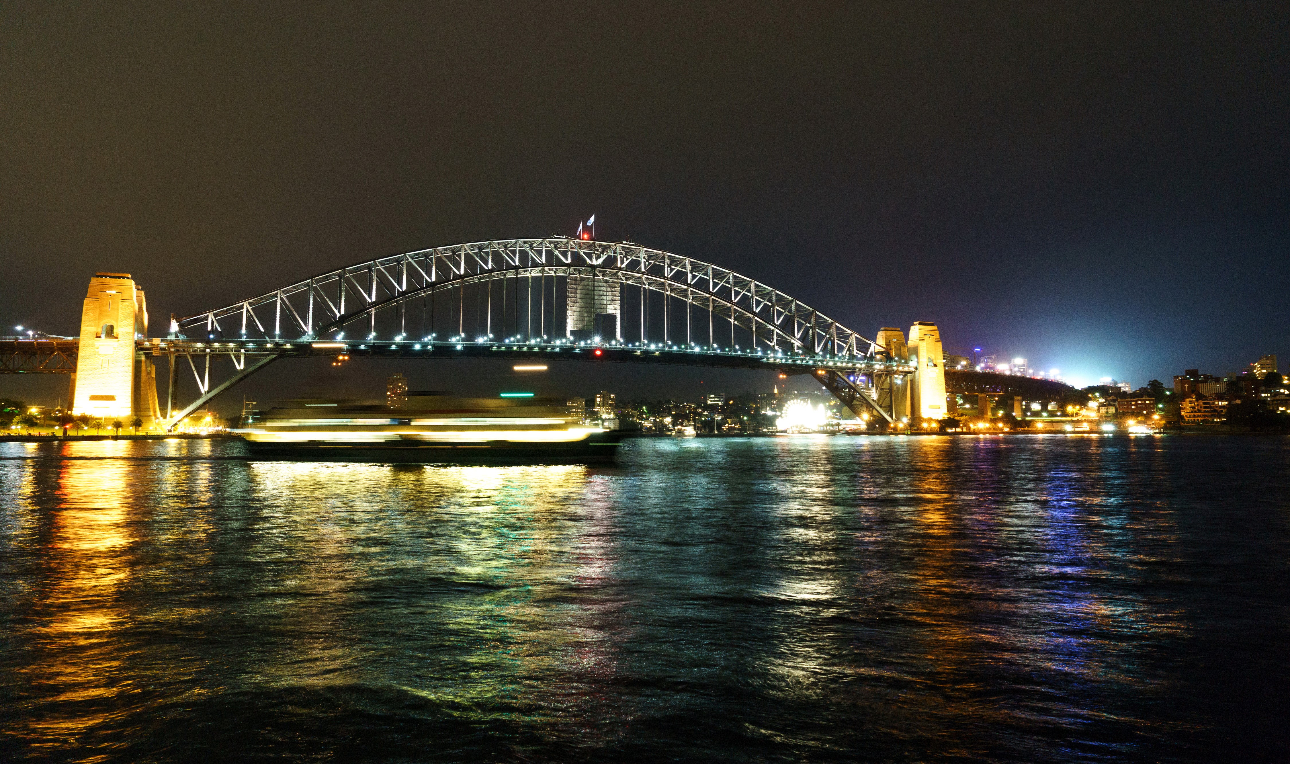 Sydney Harbour Bridge at Night HD Wallpaper