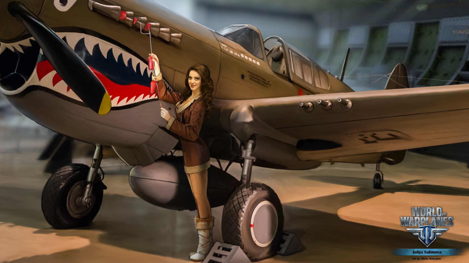 Woman with World of Warplanes airplane by Nikita Bolyakov HD Wallpaper