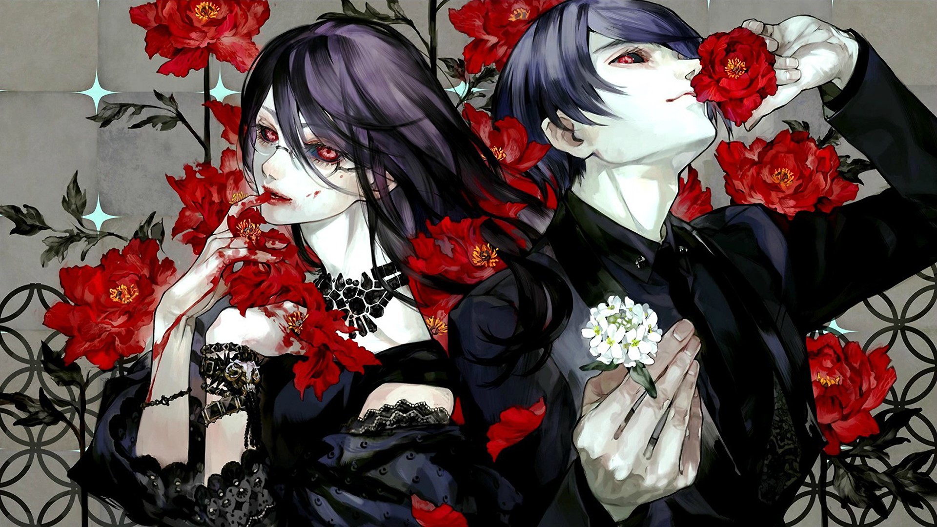 Kamishiro Rize and Tsukiyama Shuu from Tokyo Ghoul HD Wallpaper