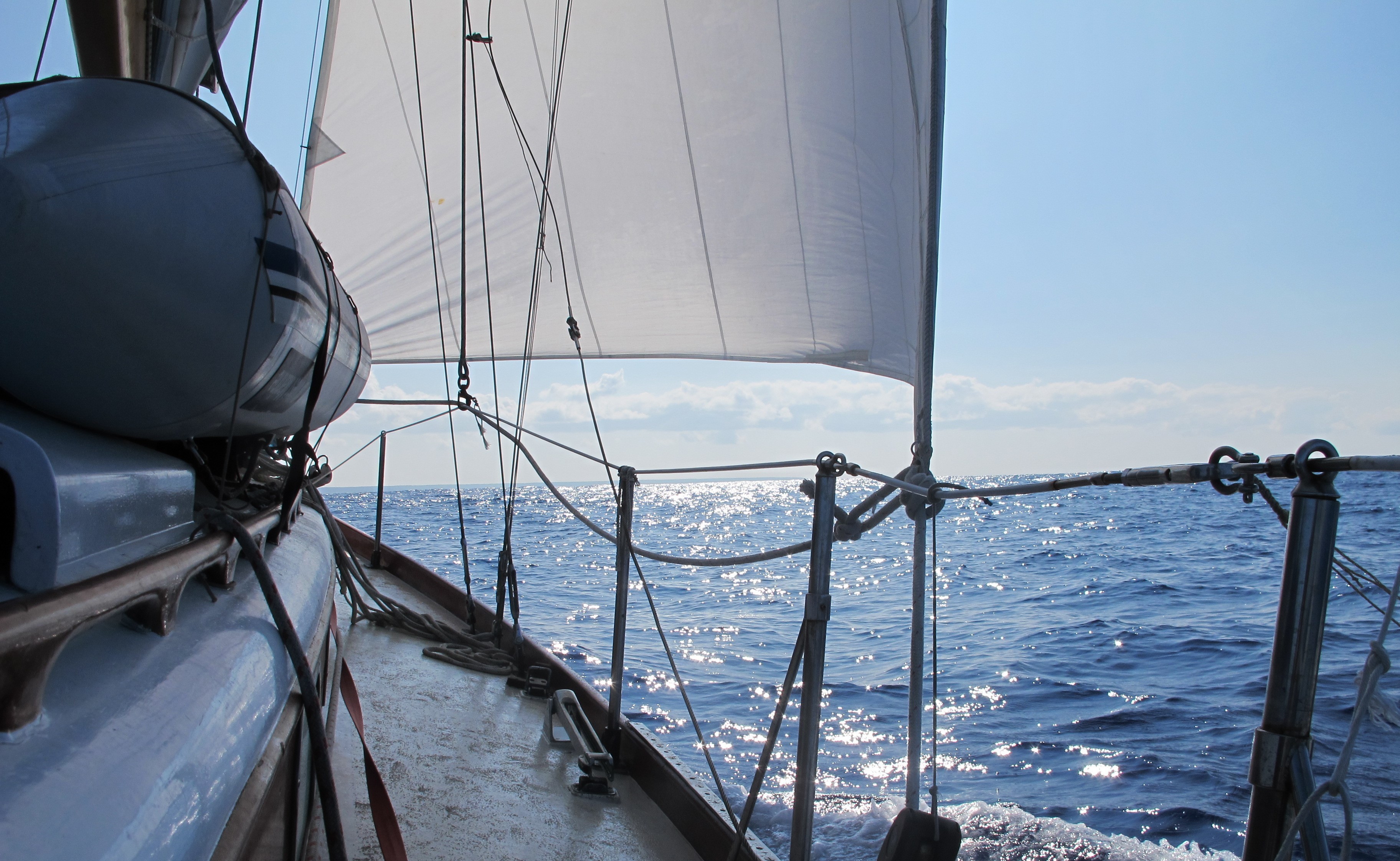 Sailing on the Sea with Sails Up HD Wallpaper