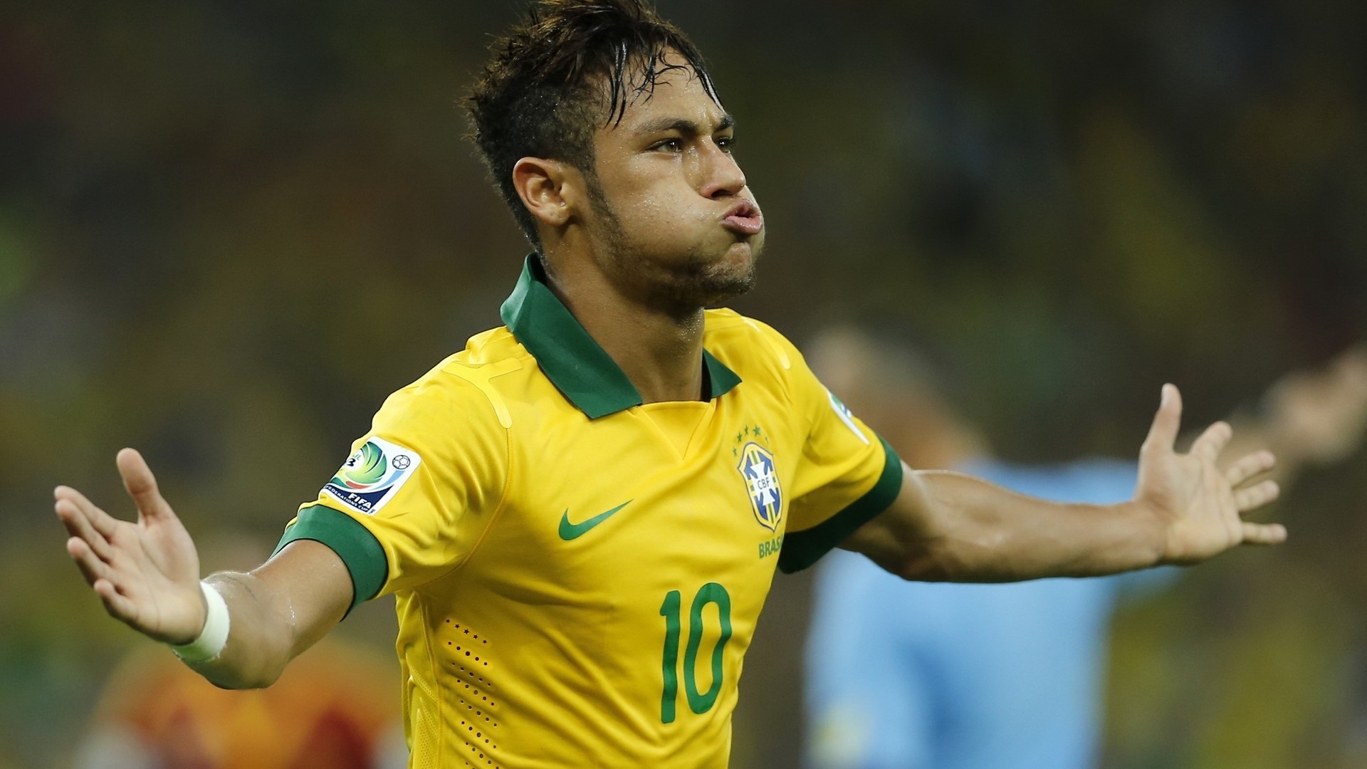 Neymar Jr. playing football for Brazil HD Wallpaper