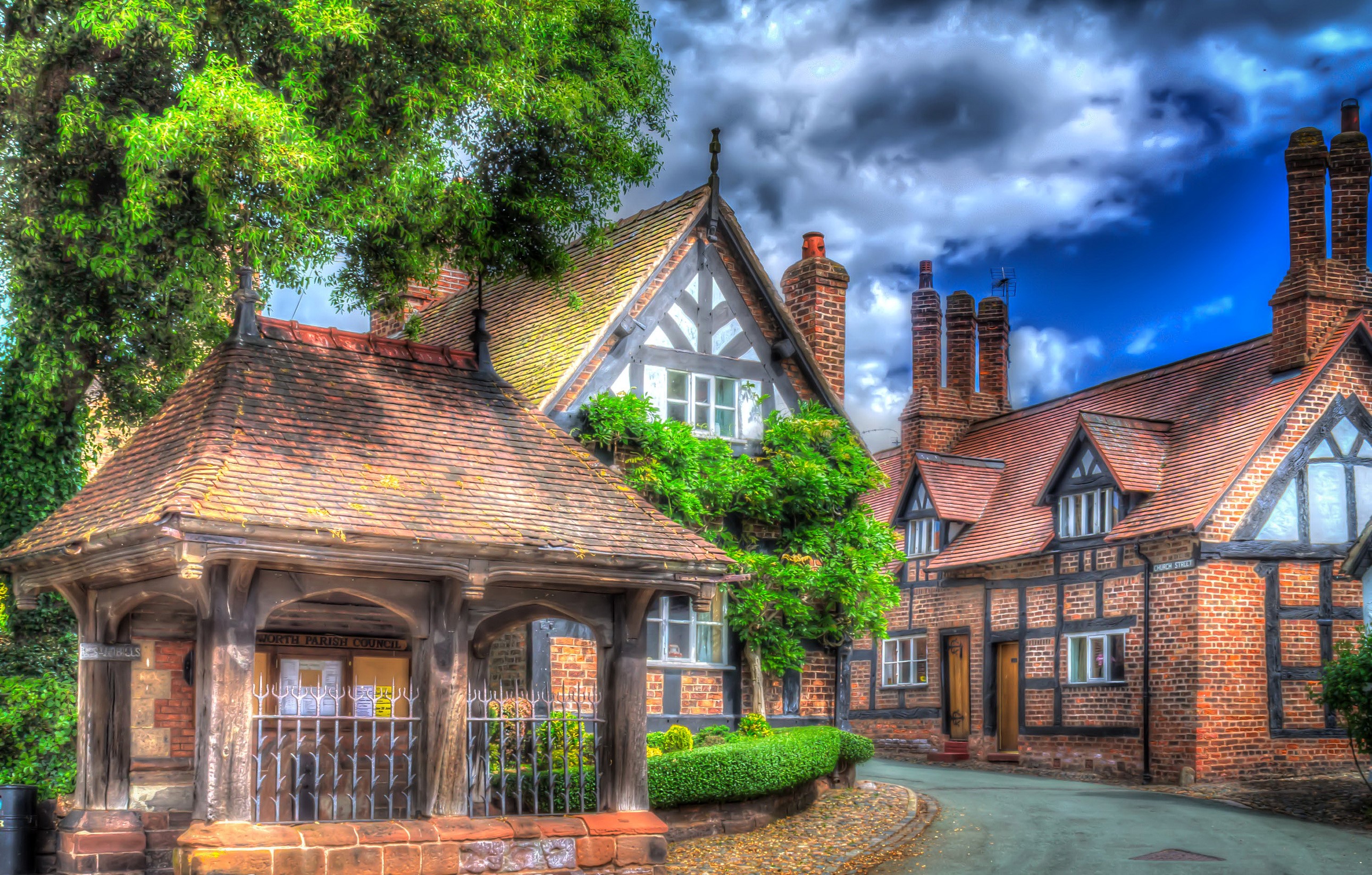 Little Budworth England Houses HDR Street HD Wallpaper