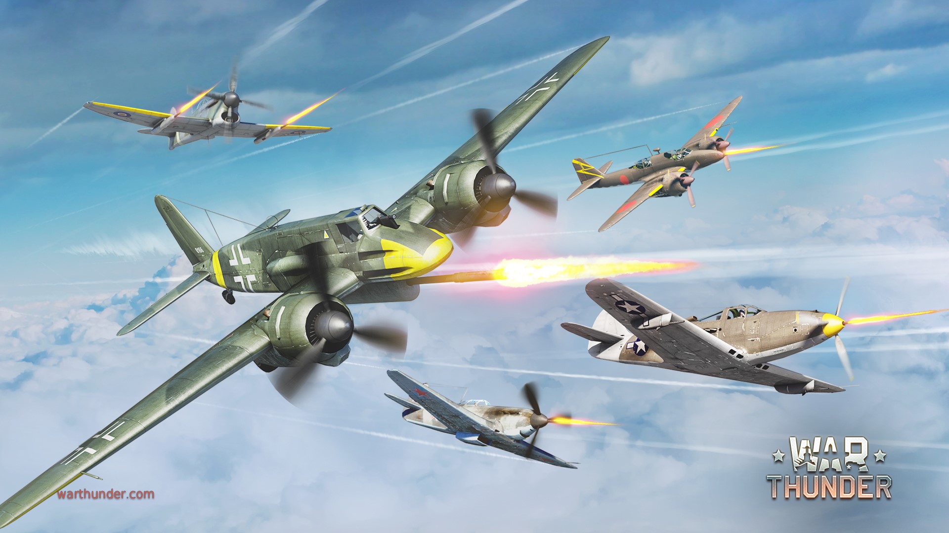 War Thunder: Air Battle with Multiple Fighter Planes HD Wallpaper