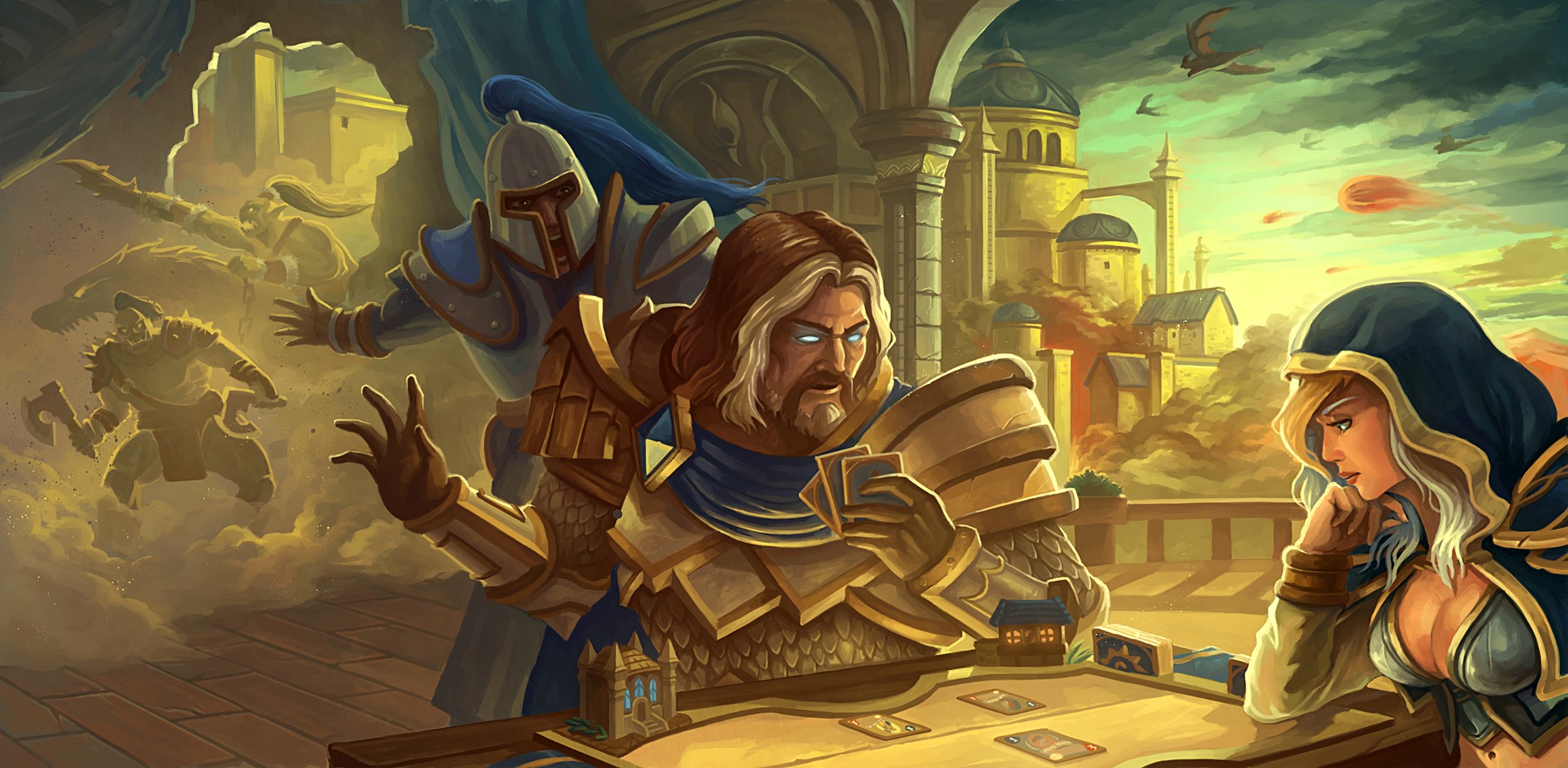 Jaina Proudmoore and soldiers playing Hearthstone HD Wallpaper