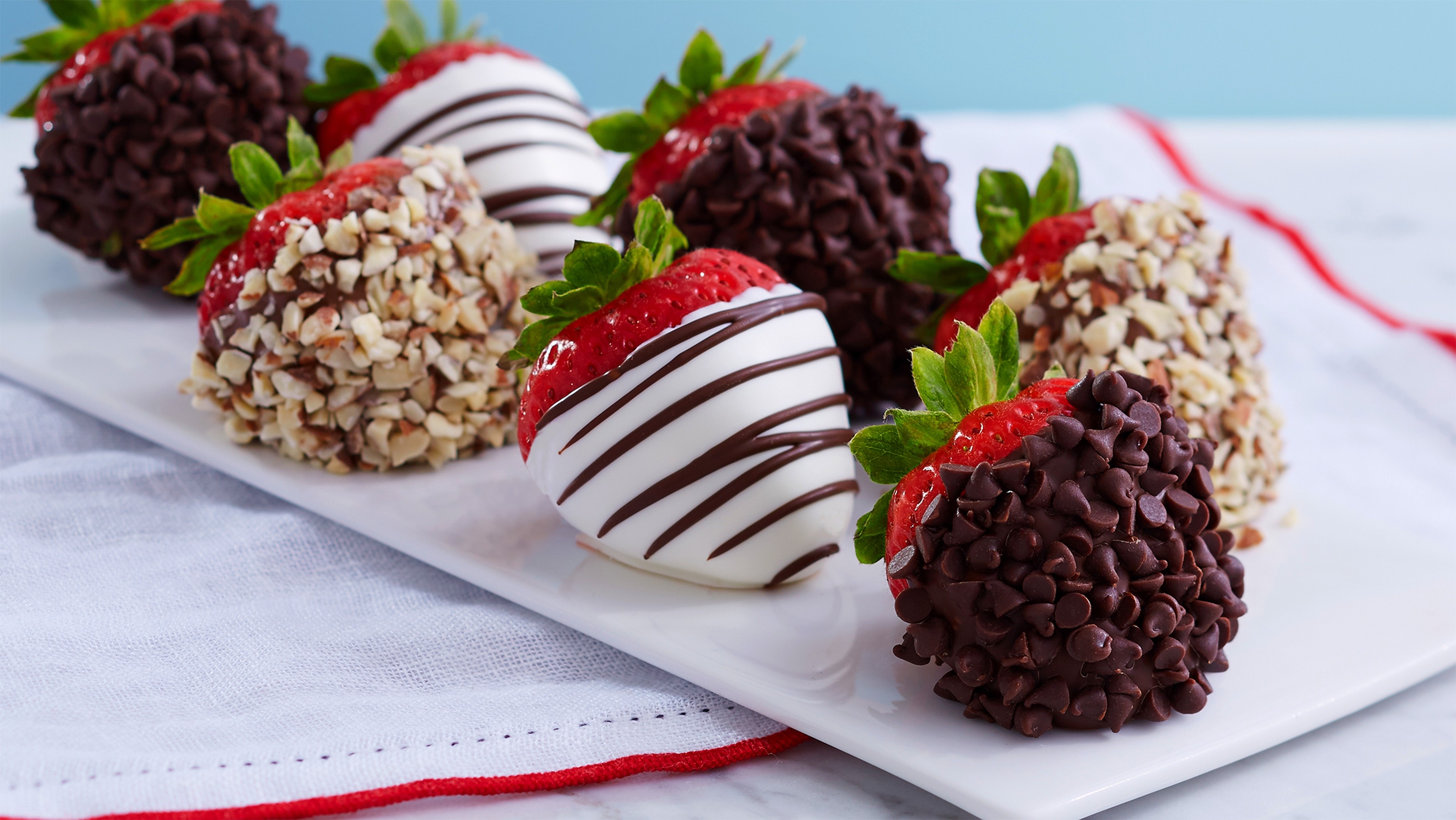 Chocolate Covered Strawberries with Nuts and Drizzle HD Wallpaper