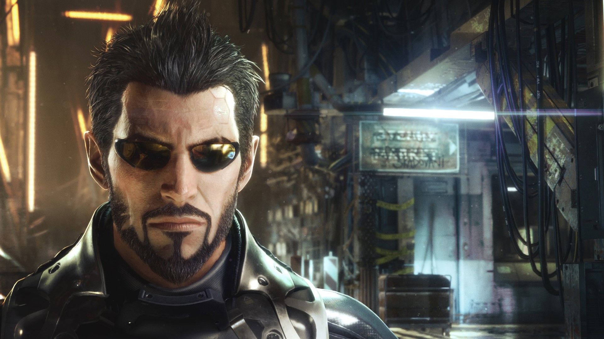Adam Jensen from Deus Ex wearing sunglasses HD Wallpaper