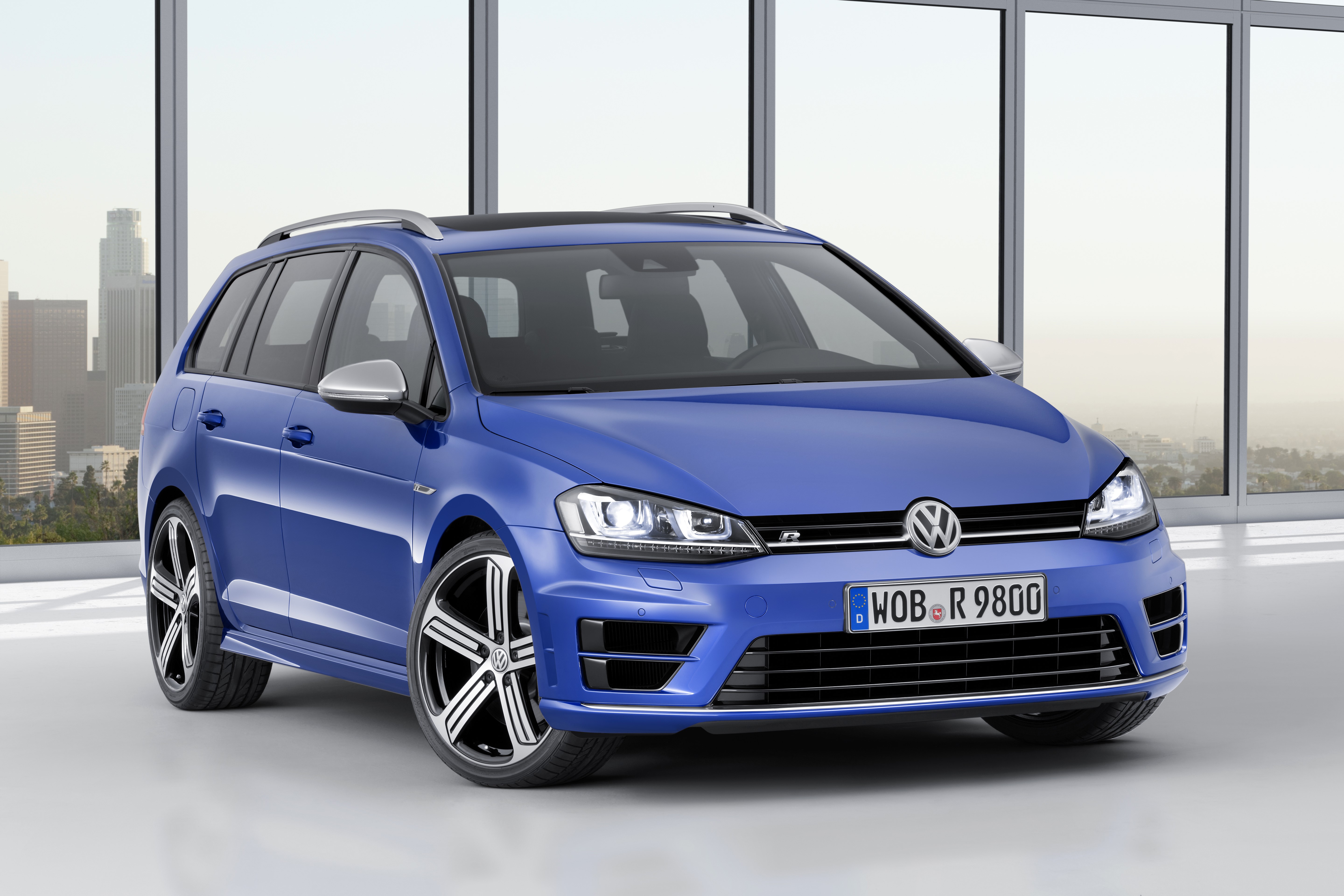 Blue 2014 Volkswagen Golf VII R Estate HD Wallpaper