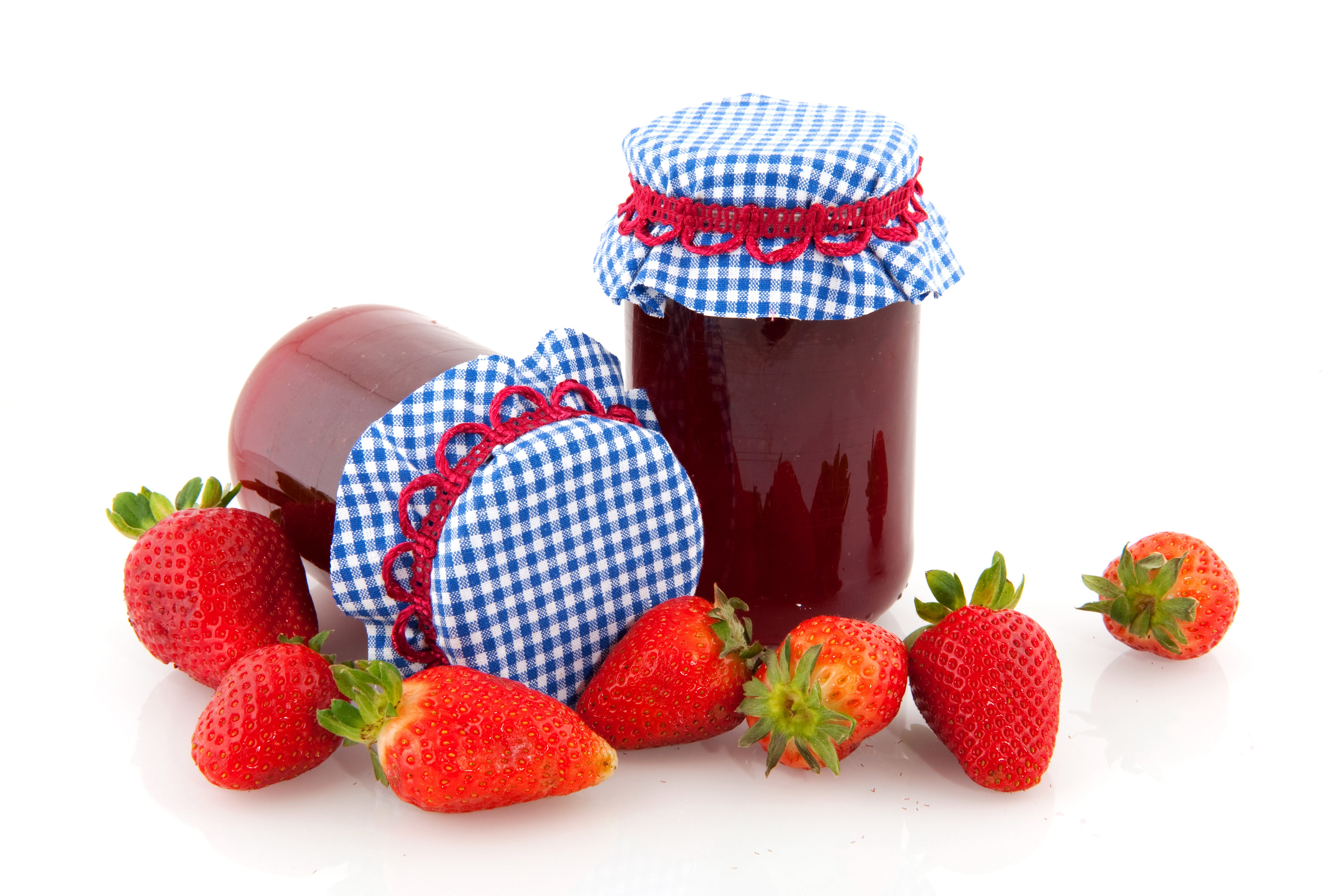 Strawberry Jam Jars with Strawberries HD Wallpaper