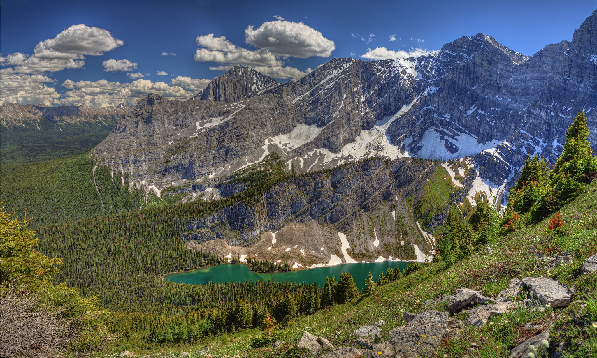 Mountains, Lake, and Forest Scenery HD Wallpaper