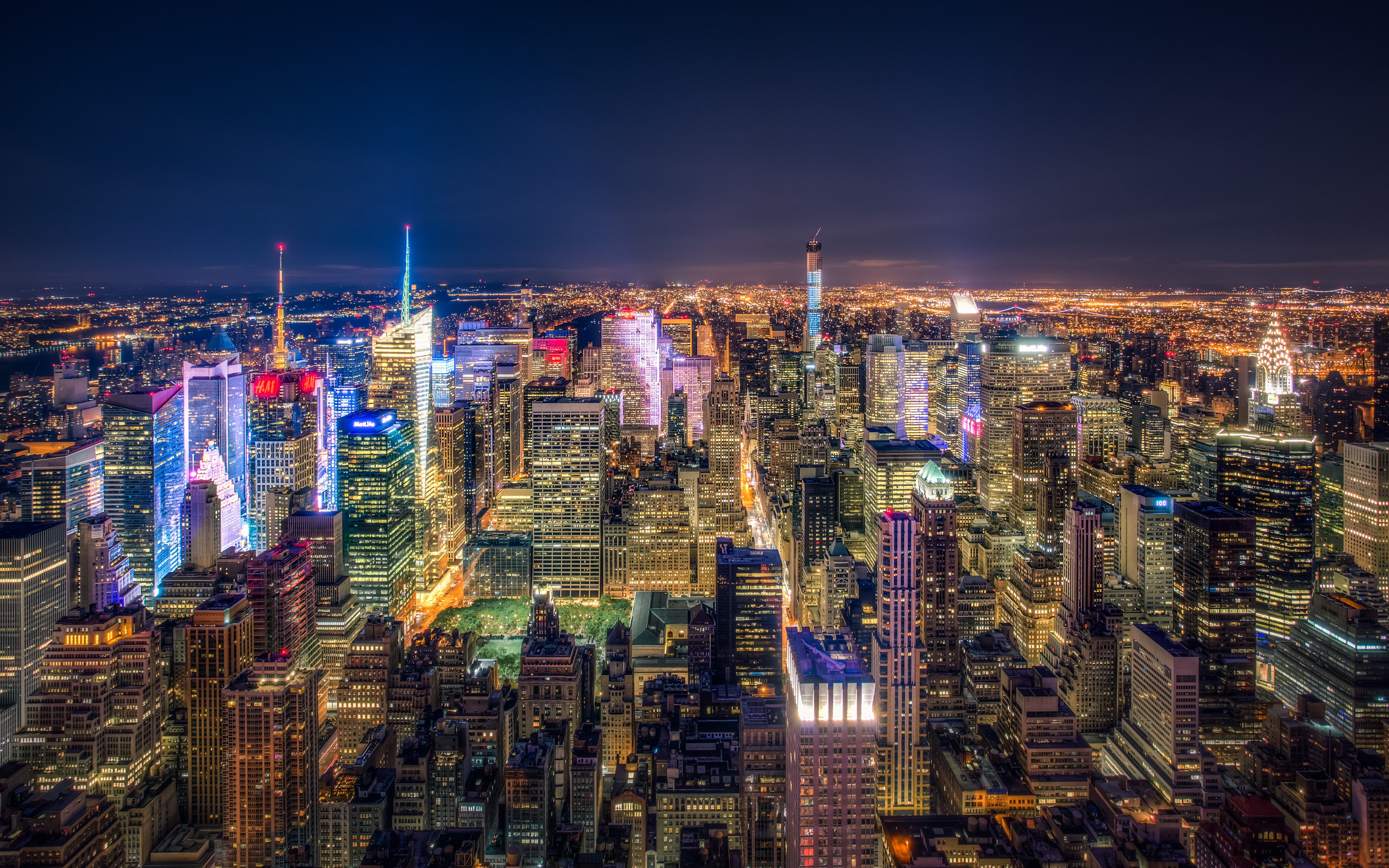 New York City Skyline at Night HD Wallpaper