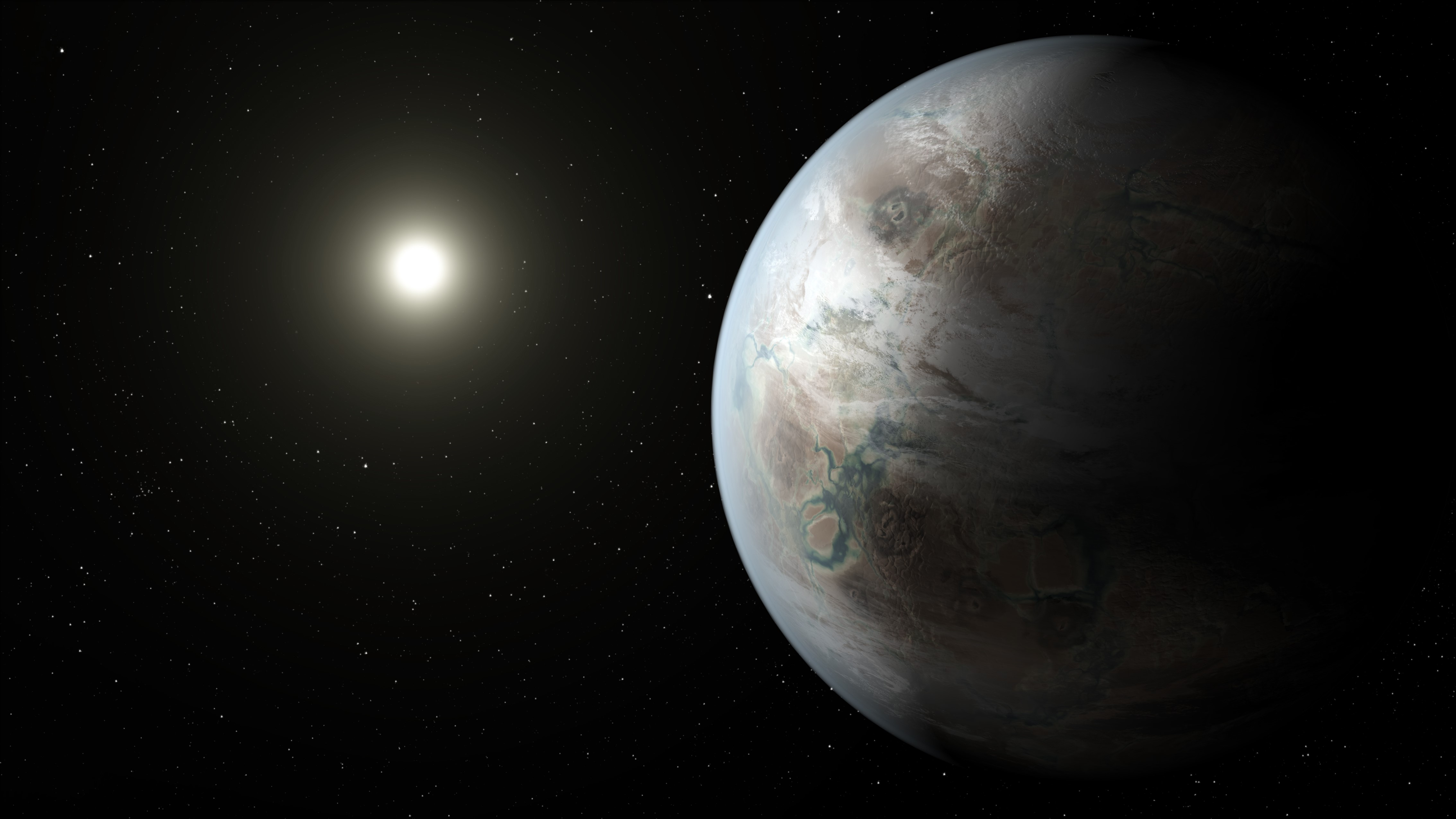 4K Kepler-452b Planet and Sun HD Wallpaper
