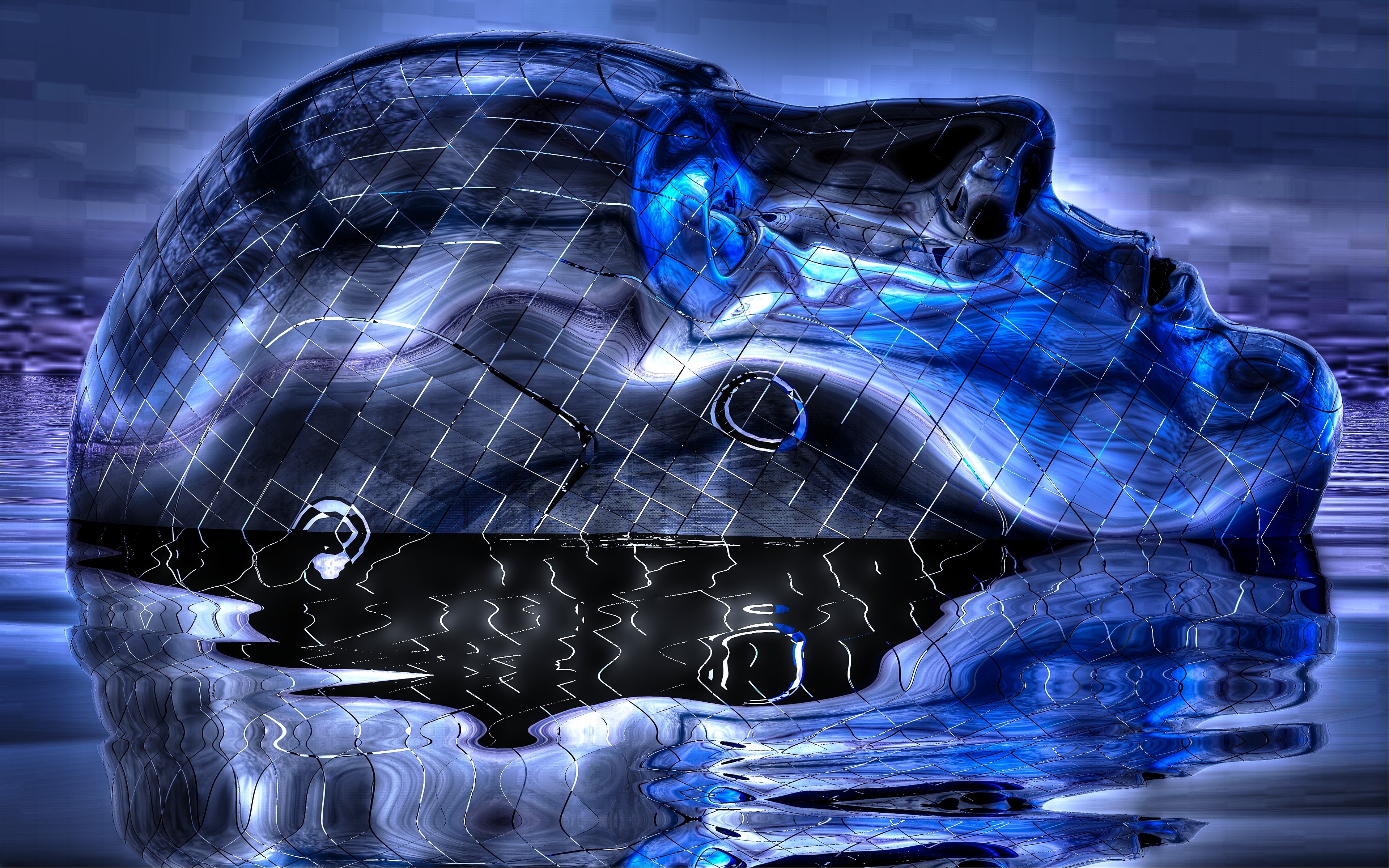 4K abstract metallic head reflection HD Wallpaper