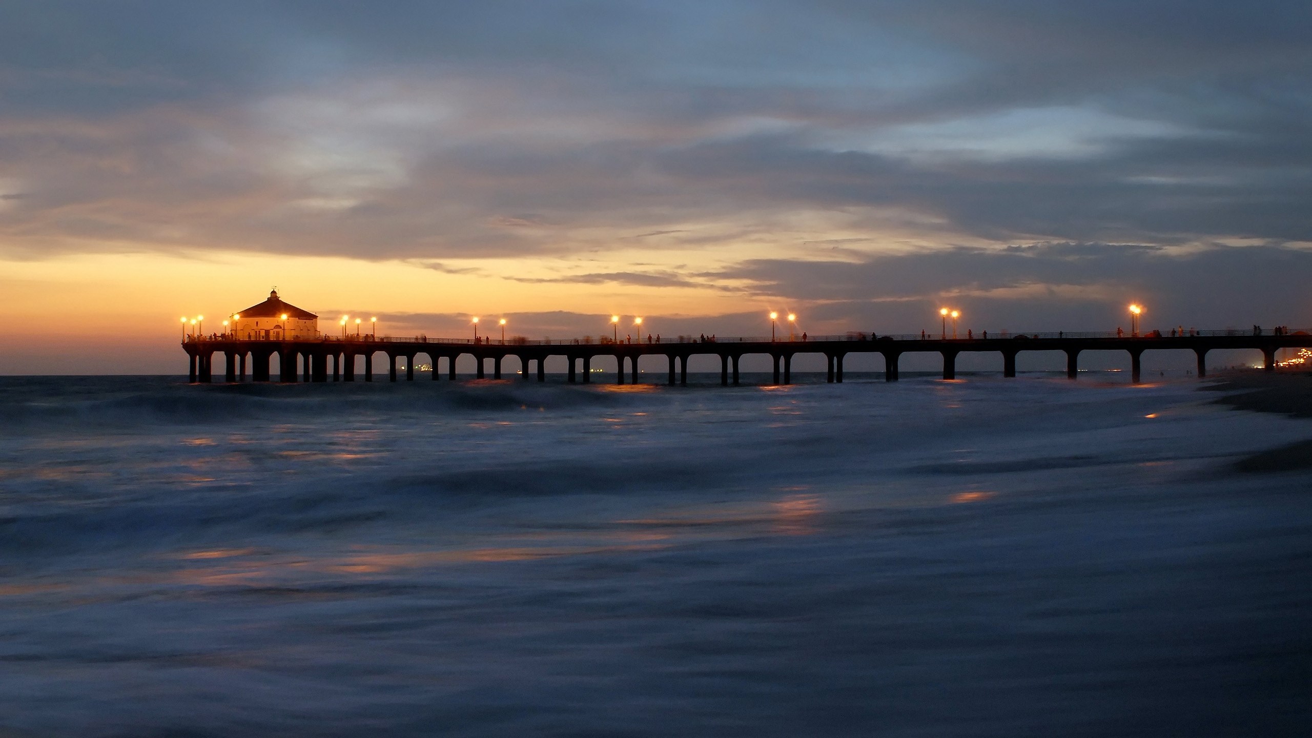 Manhattan Beach Pier at Dusk HD Wallpaper