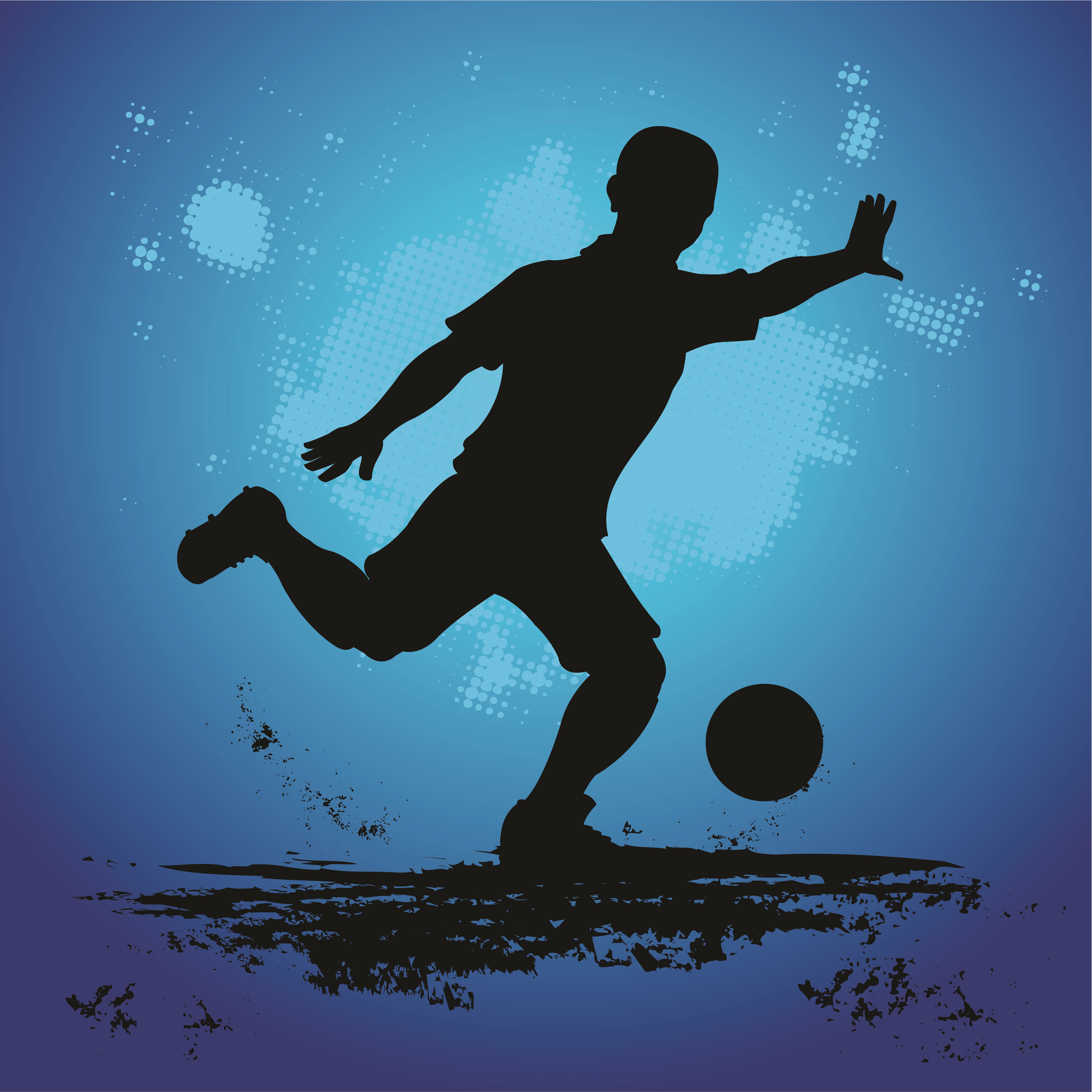 Silhouette of a soccer player kicking a ball HD Wallpaper