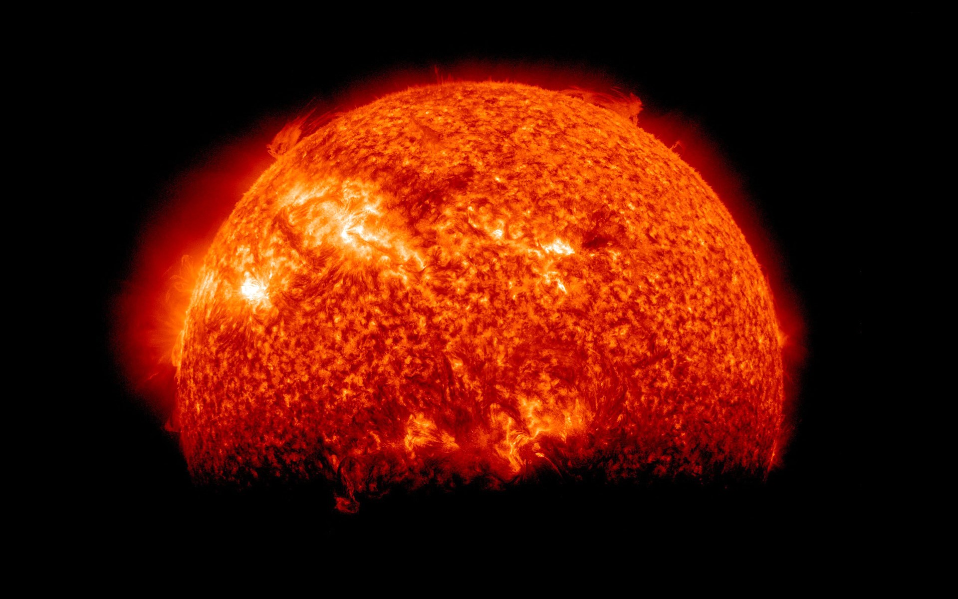 Closeup of the Sun with prominences HD Wallpaper
