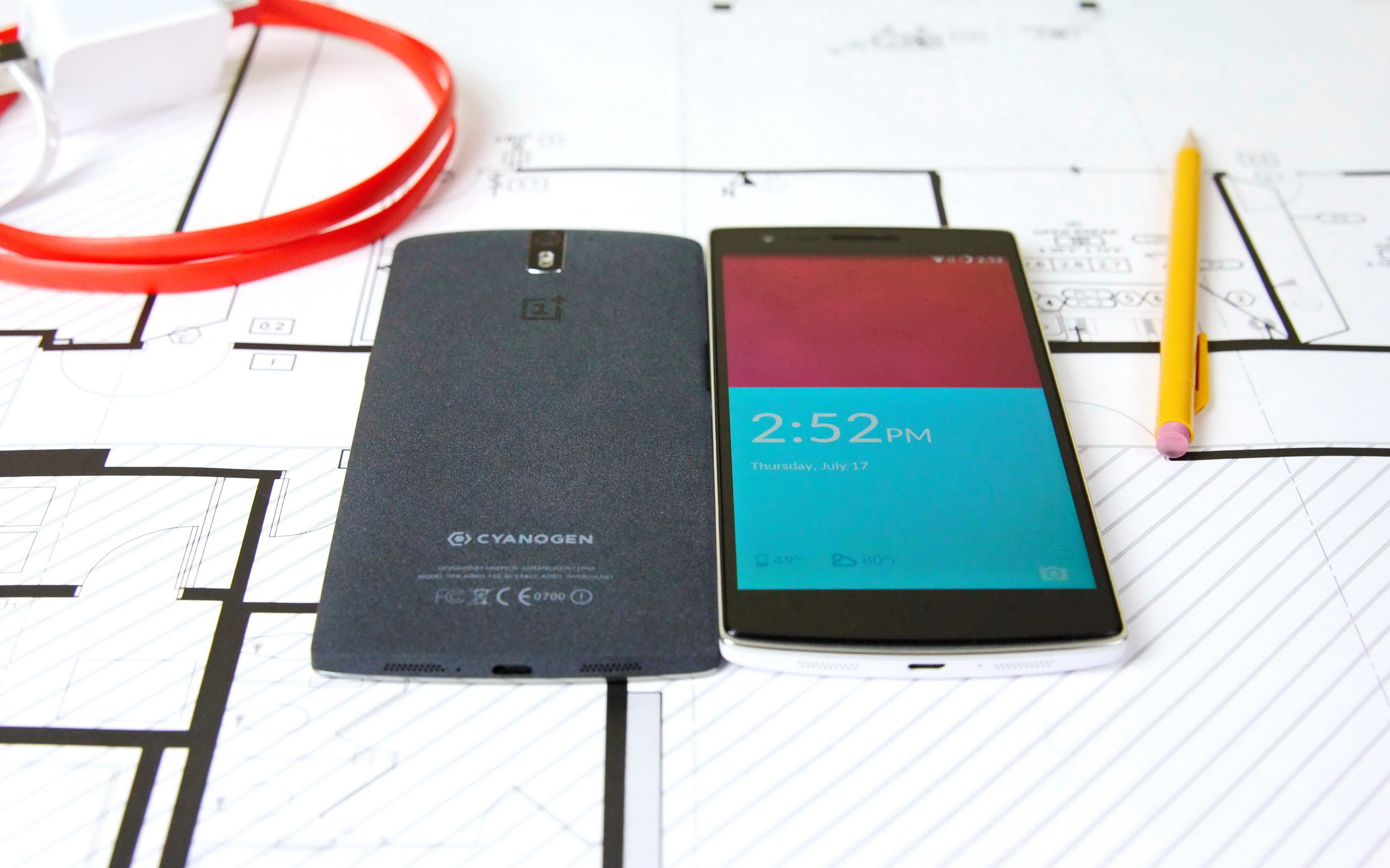 OnePlus One smartphone with Cyanogen OS on blueprints HD Wallpaper