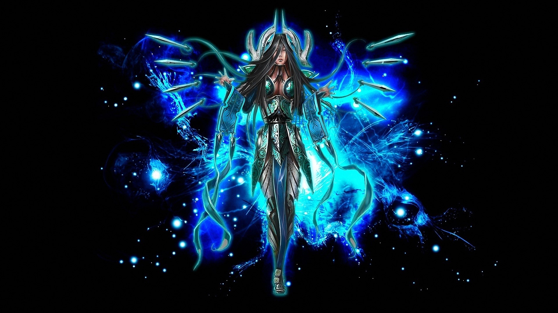 Irelia from League of Legends with blue energy HD Wallpaper