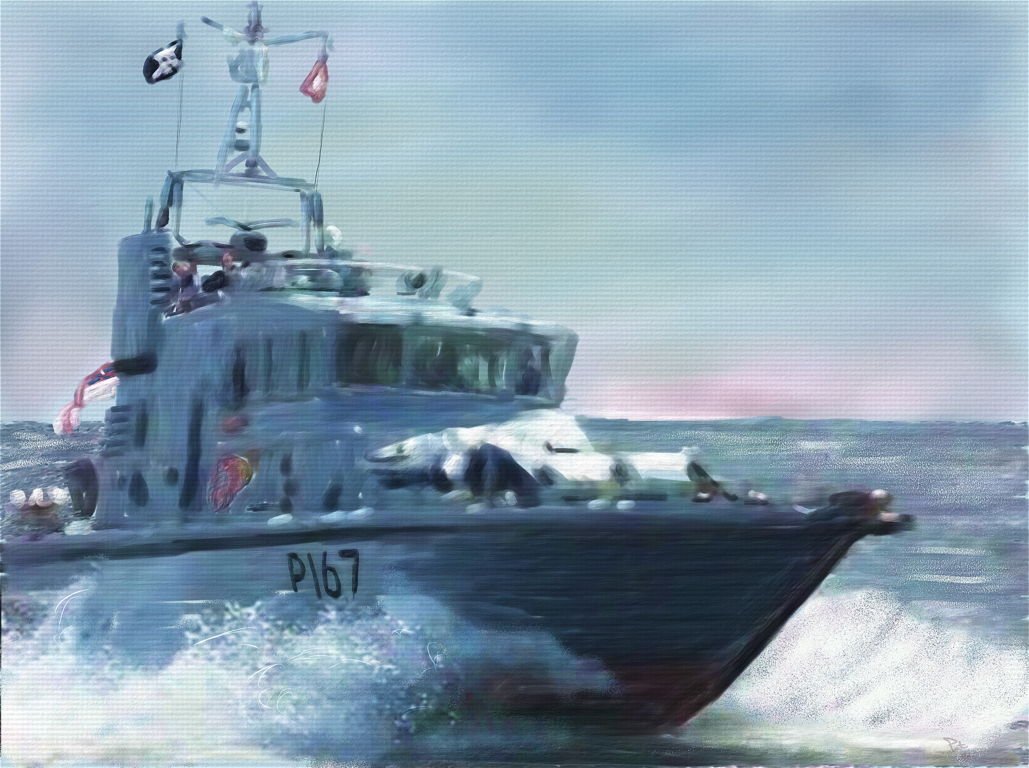 HMS Exploit P167 motorboat sailing on the sea HD Wallpaper
