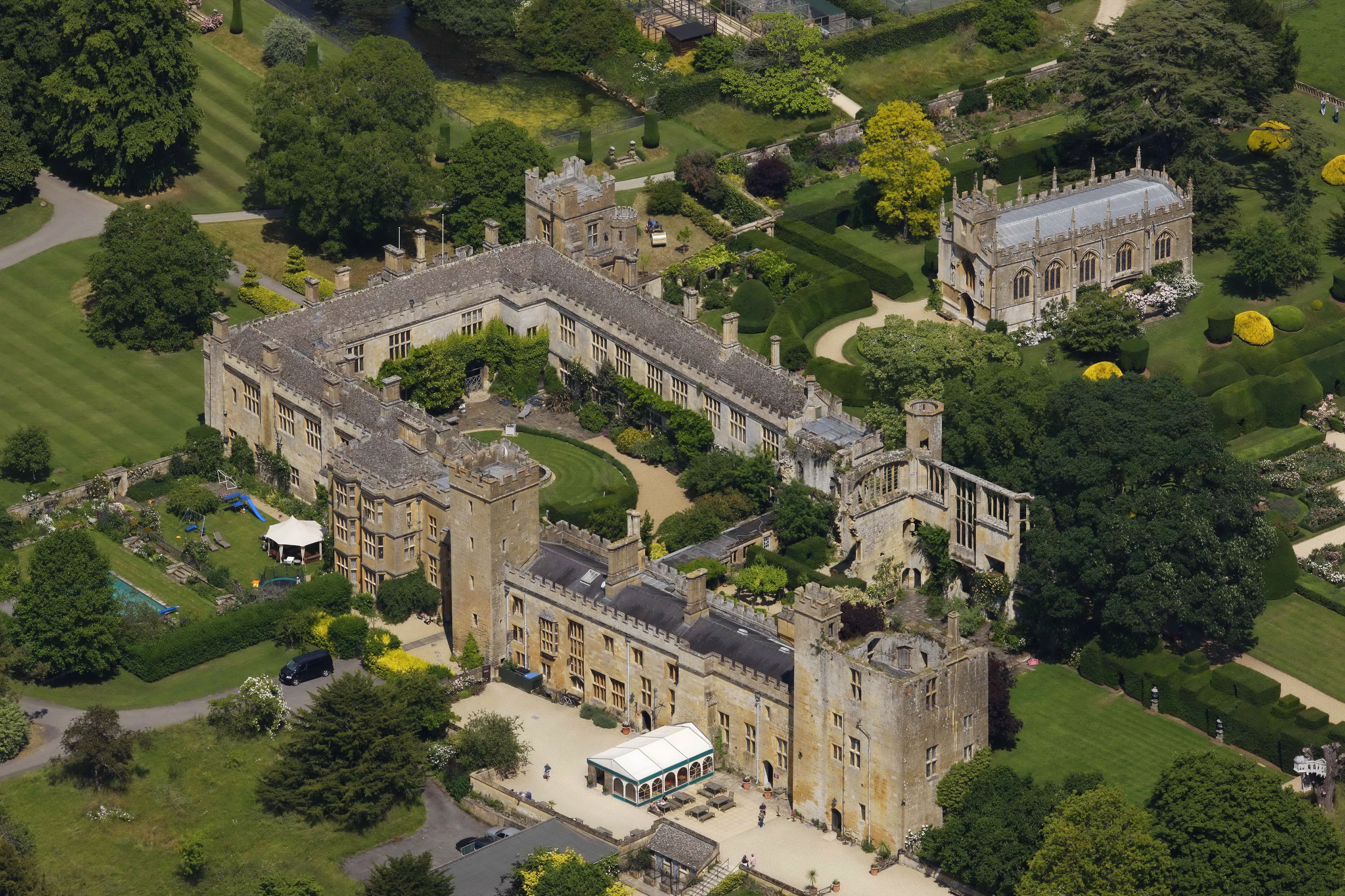 Sudeley Castle and Gardens, United Kingdom, Aerial View HD Wallpaper
