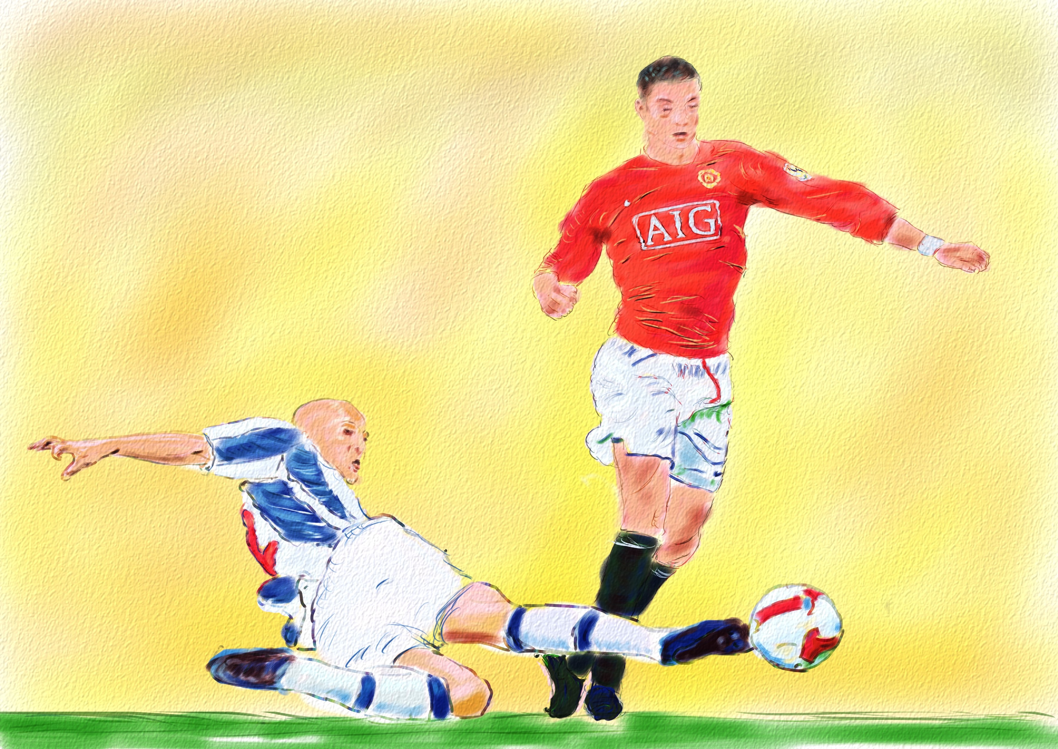 Cristiano Ronaldo and a player tackling him HD Wallpaper