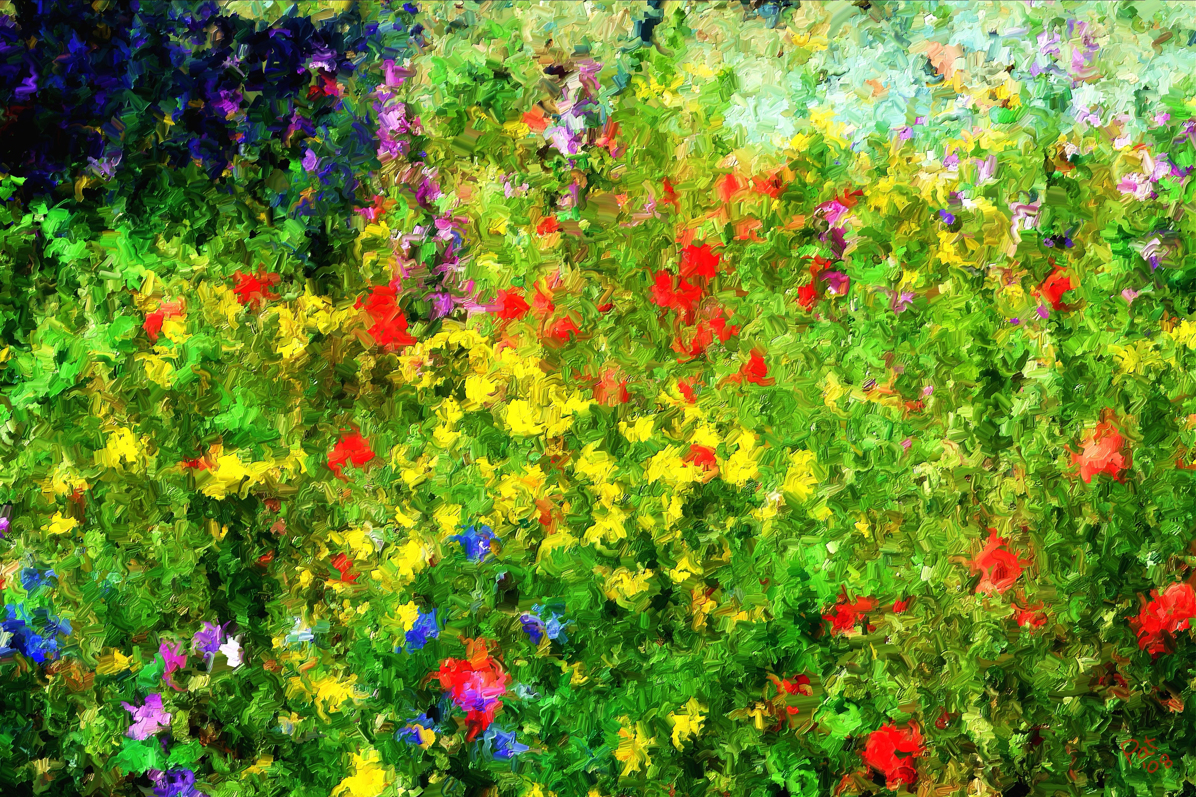 Colourful Flowers in Pictorial Art Style HD Wallpaper