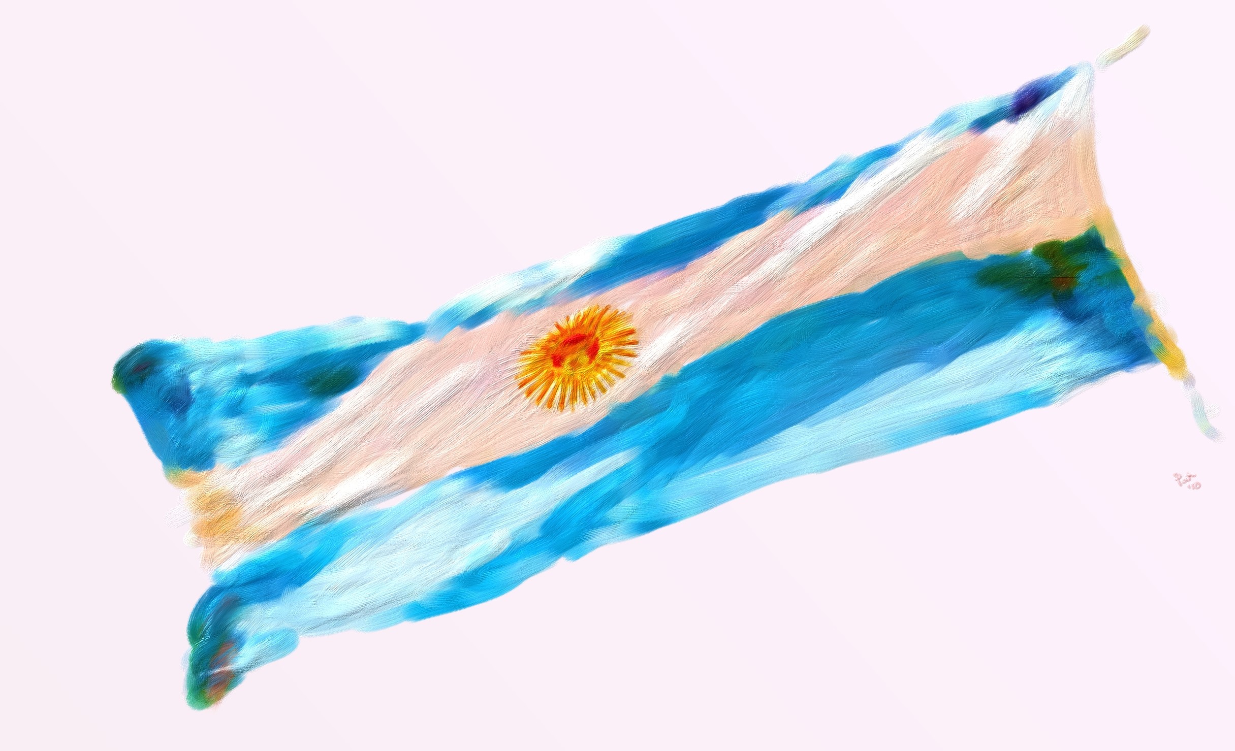 Painting of the Argentinian flag waving HD Wallpaper
