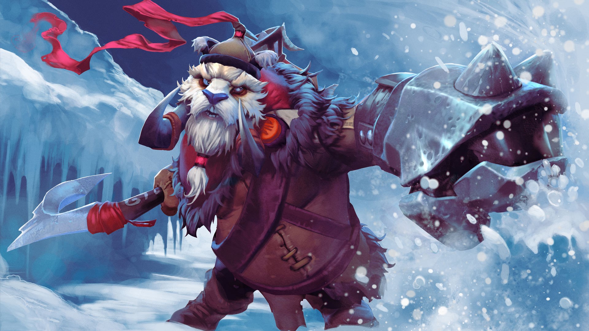 Tusk from Dota 2 in an icy environment HD Wallpaper