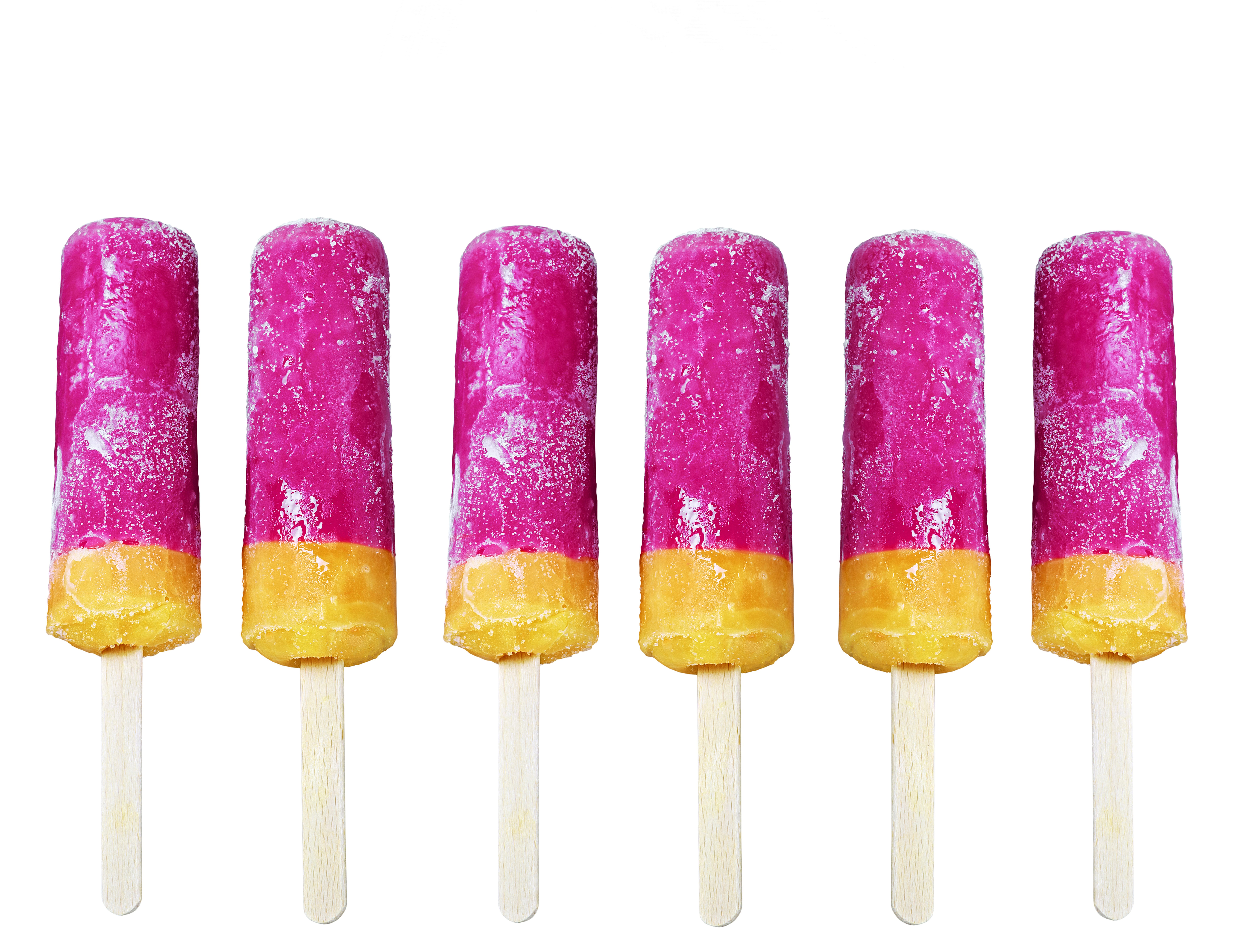 Six pink and yellow ice pops HD Wallpaper