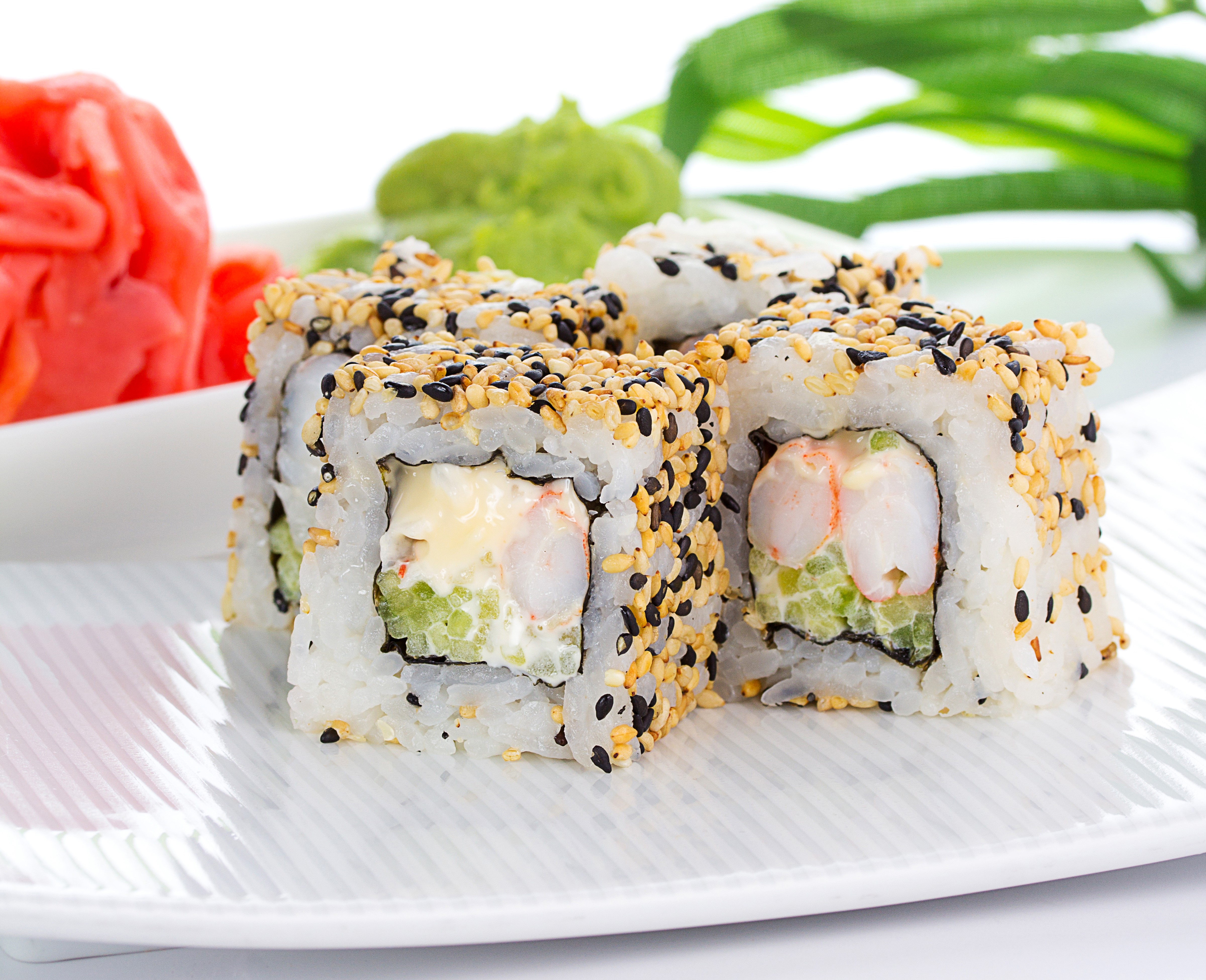 Sushi with shrimp and sesame seeds HD Wallpaper