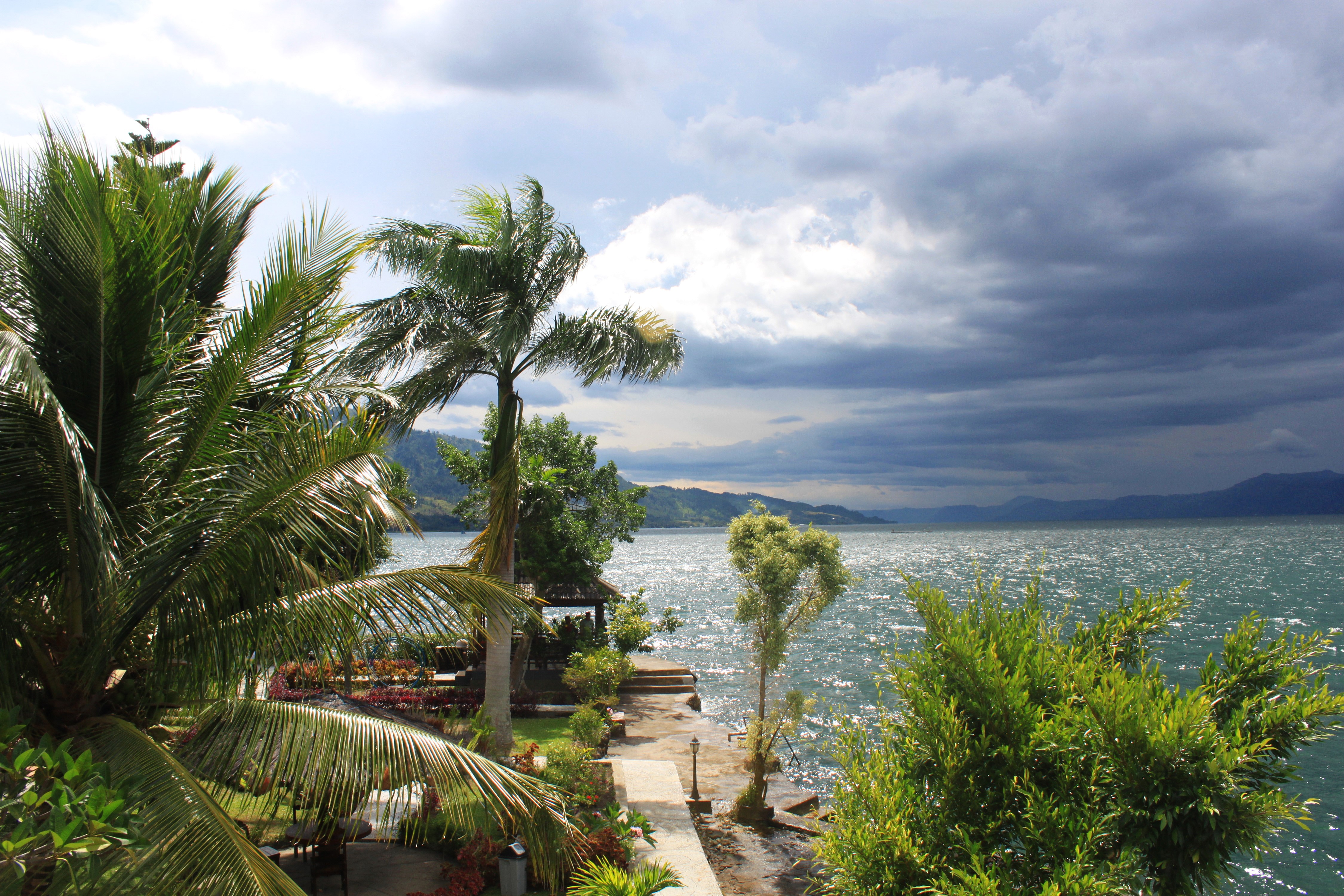 Lake Toba Sumatra Indonesia Tropics Sea Sky Palms HD Wallpaper