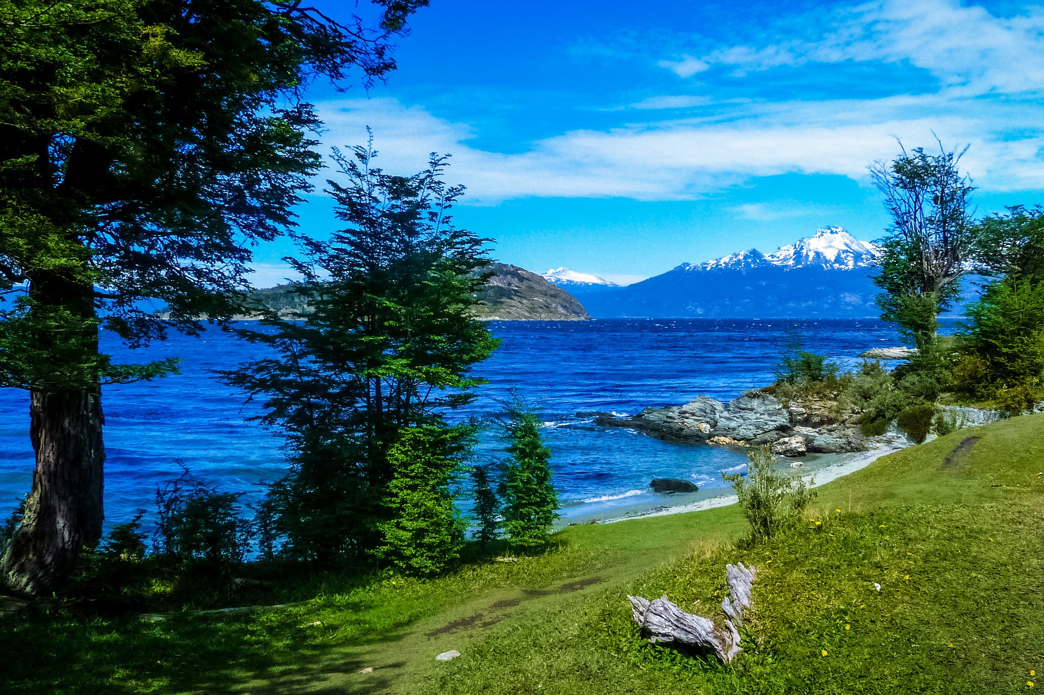 Scenery of Ushuaia, Argentina with Coast and Mountains HD Wallpaper