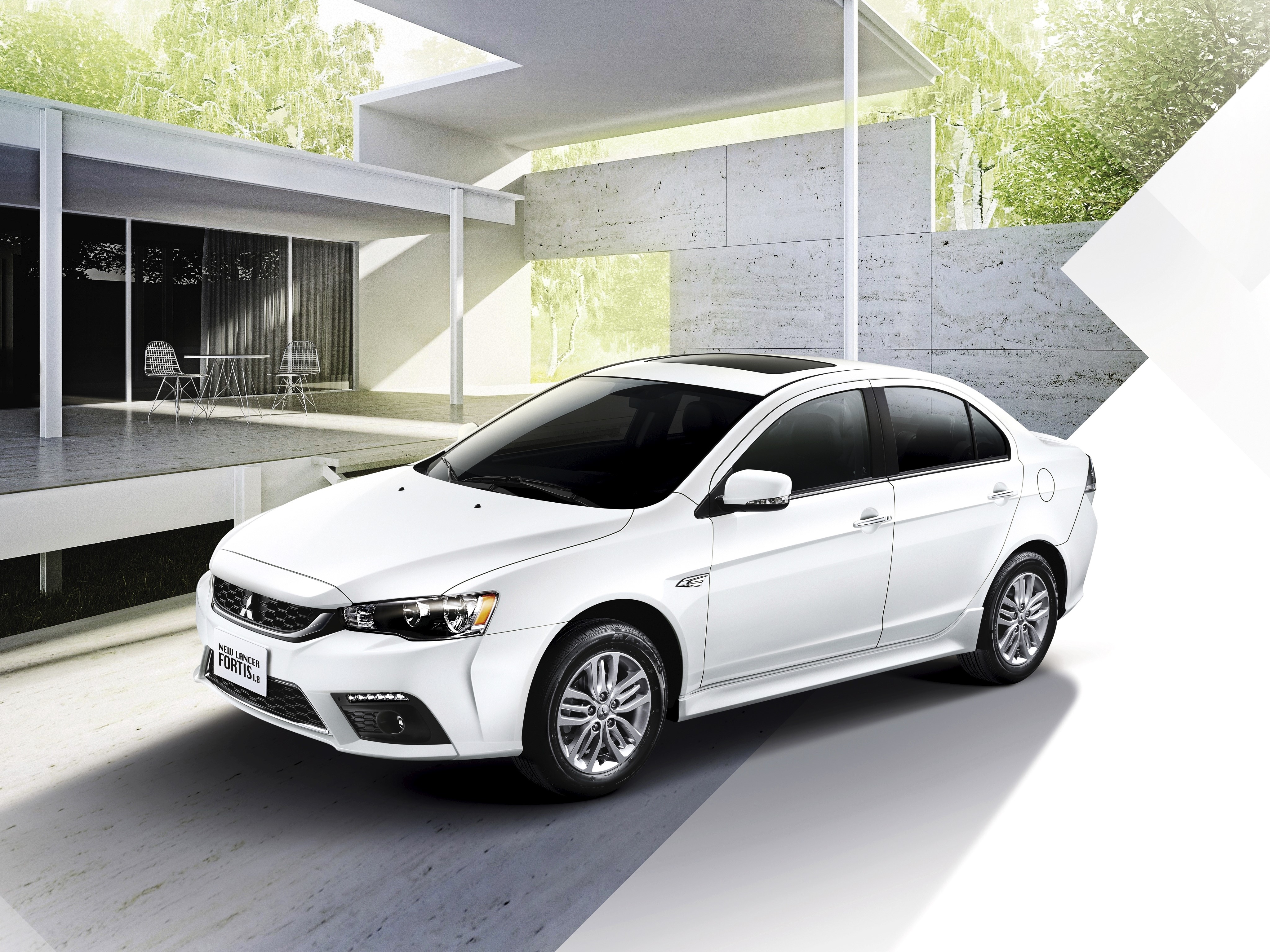 White 2014 Mitsubishi Lancer Fortis TW-spec HD Wallpaper