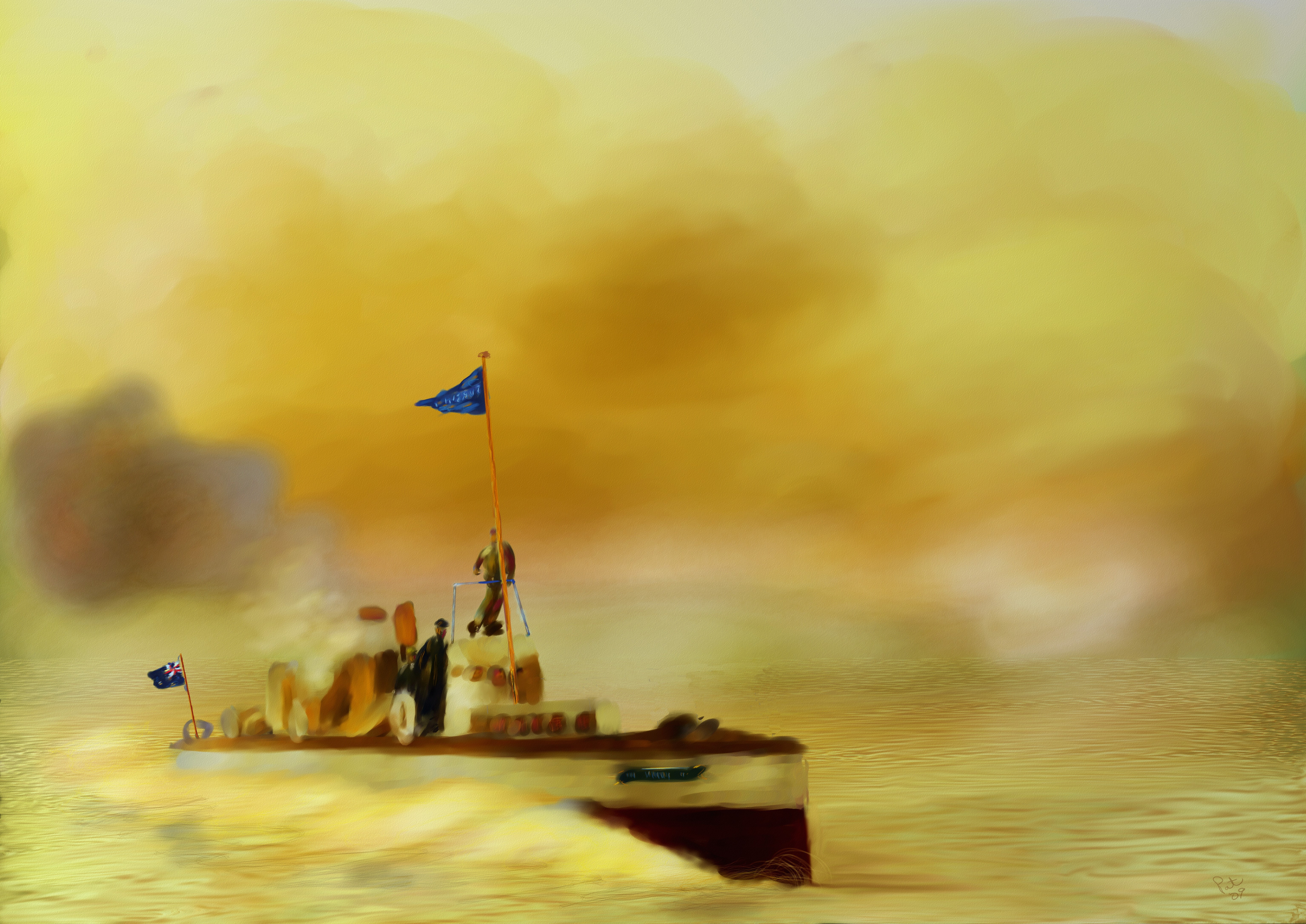 Turbinia Ship Painting Art HD Wallpaper