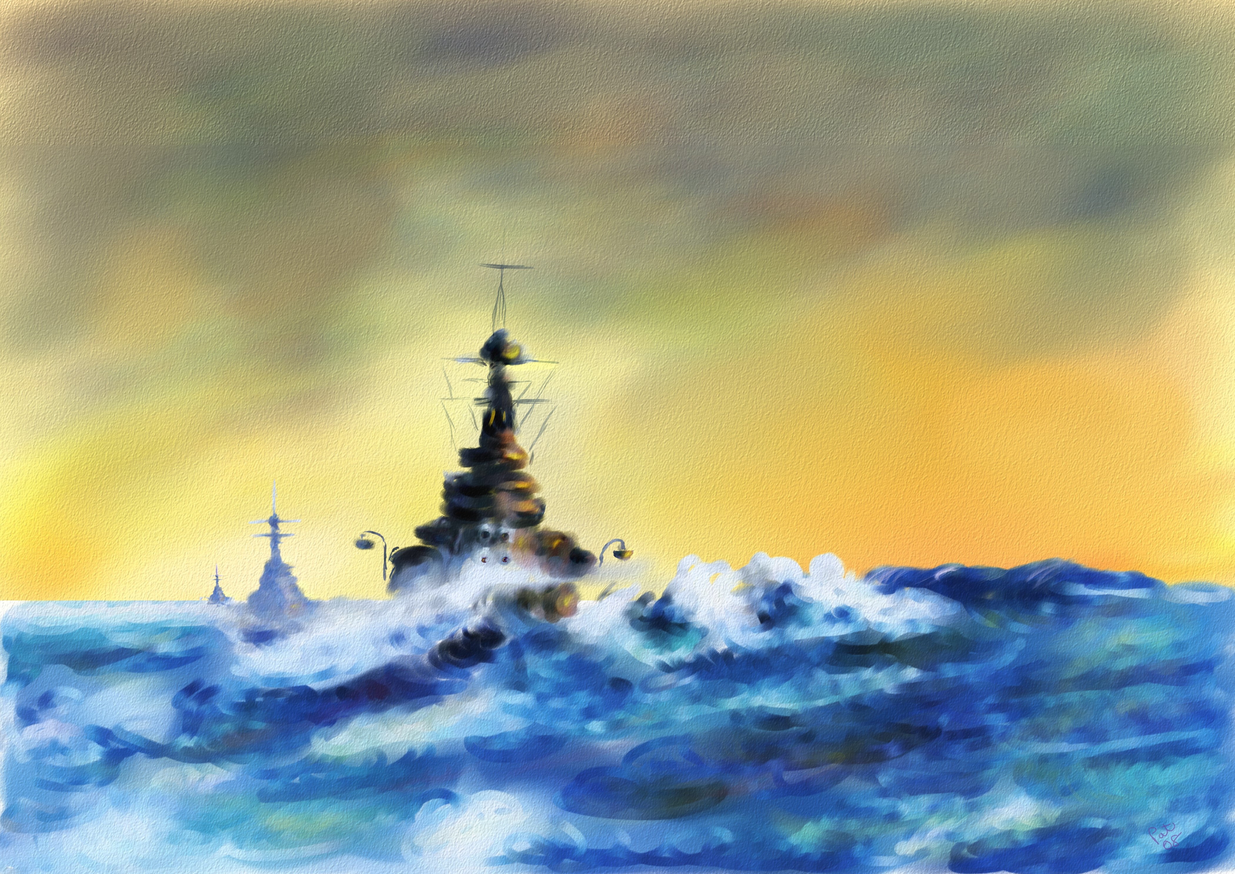 Ships of the Home Fleet in rough seas painting HD Wallpaper