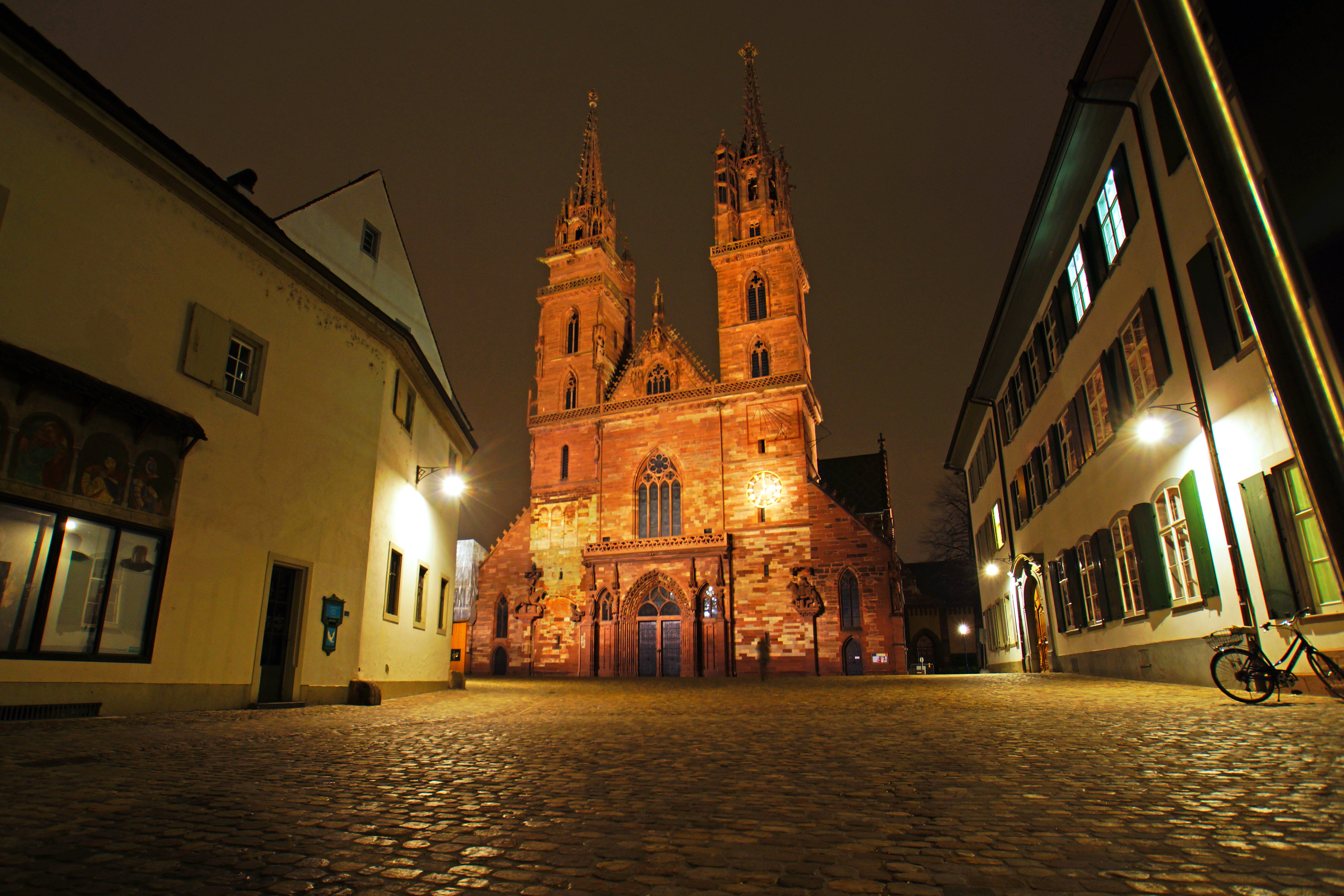 Basel Cathedral at Night, Switzerland HD Wallpaper