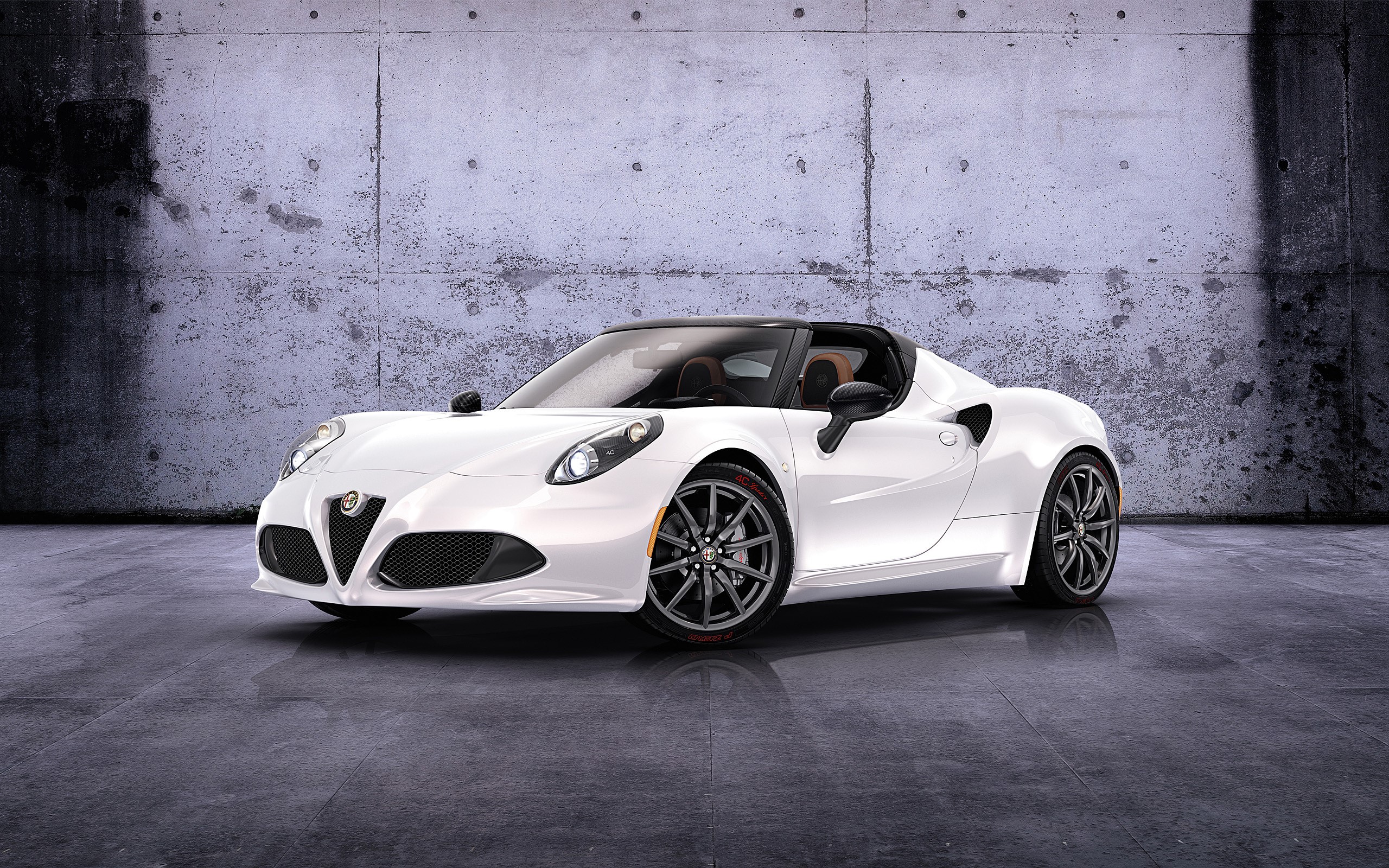 White Alfa Romeo 4C Spider Cabriolet HD Wallpaper