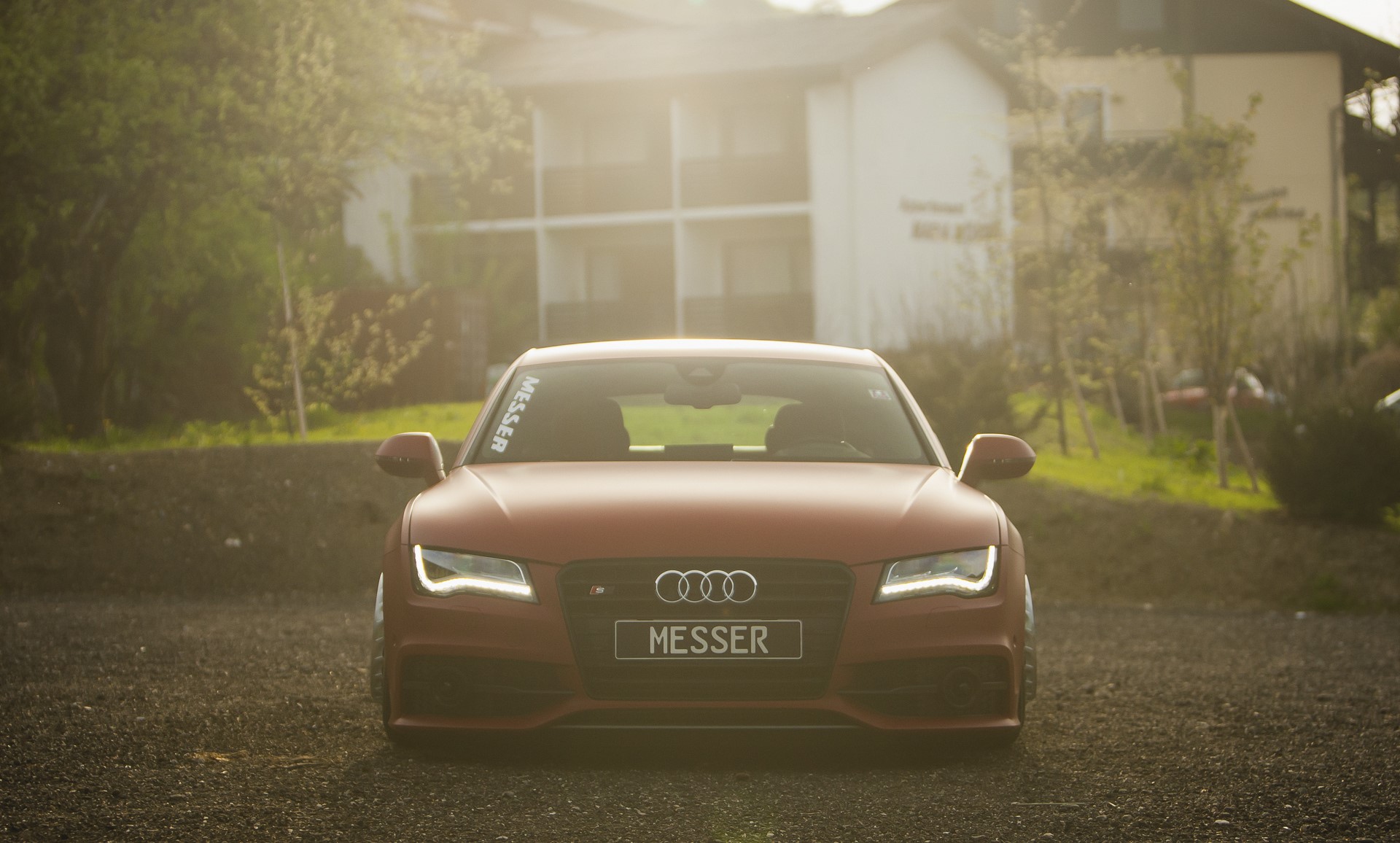 Red Audi A7 Messer Stance HD Wallpaper