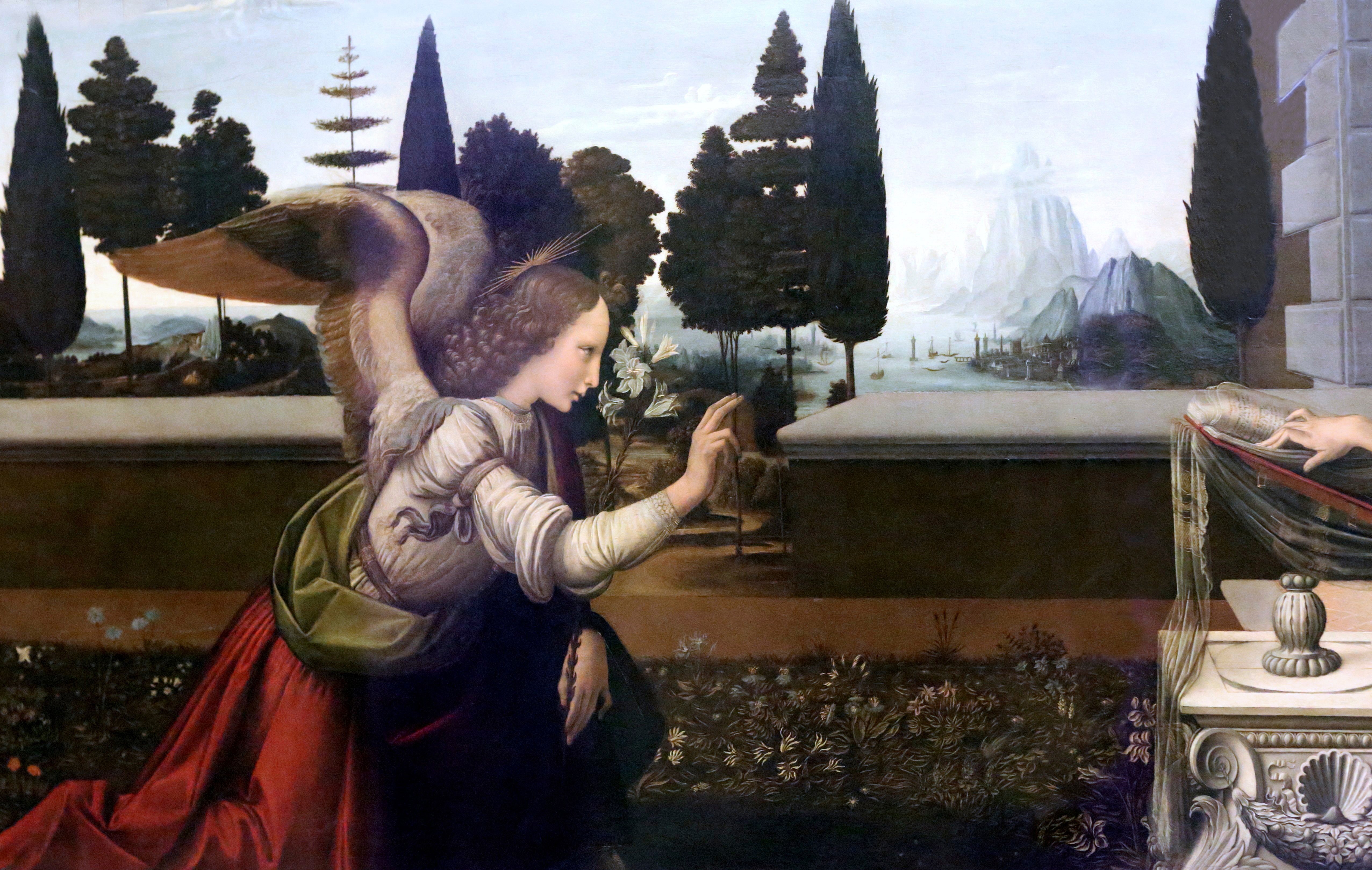 Annunciation by Leonardo da Vinci HD Wallpaper