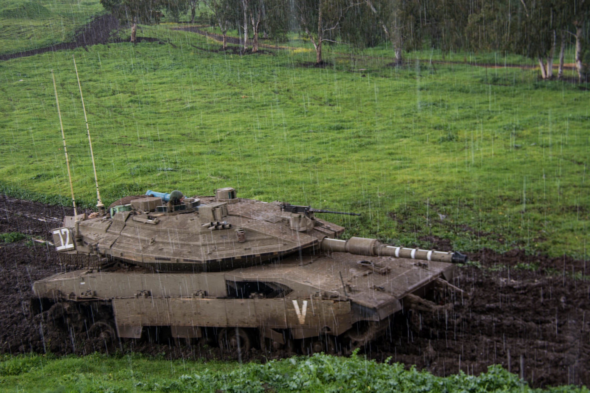 Merkava tank in the rain in Israel HD Wallpaper